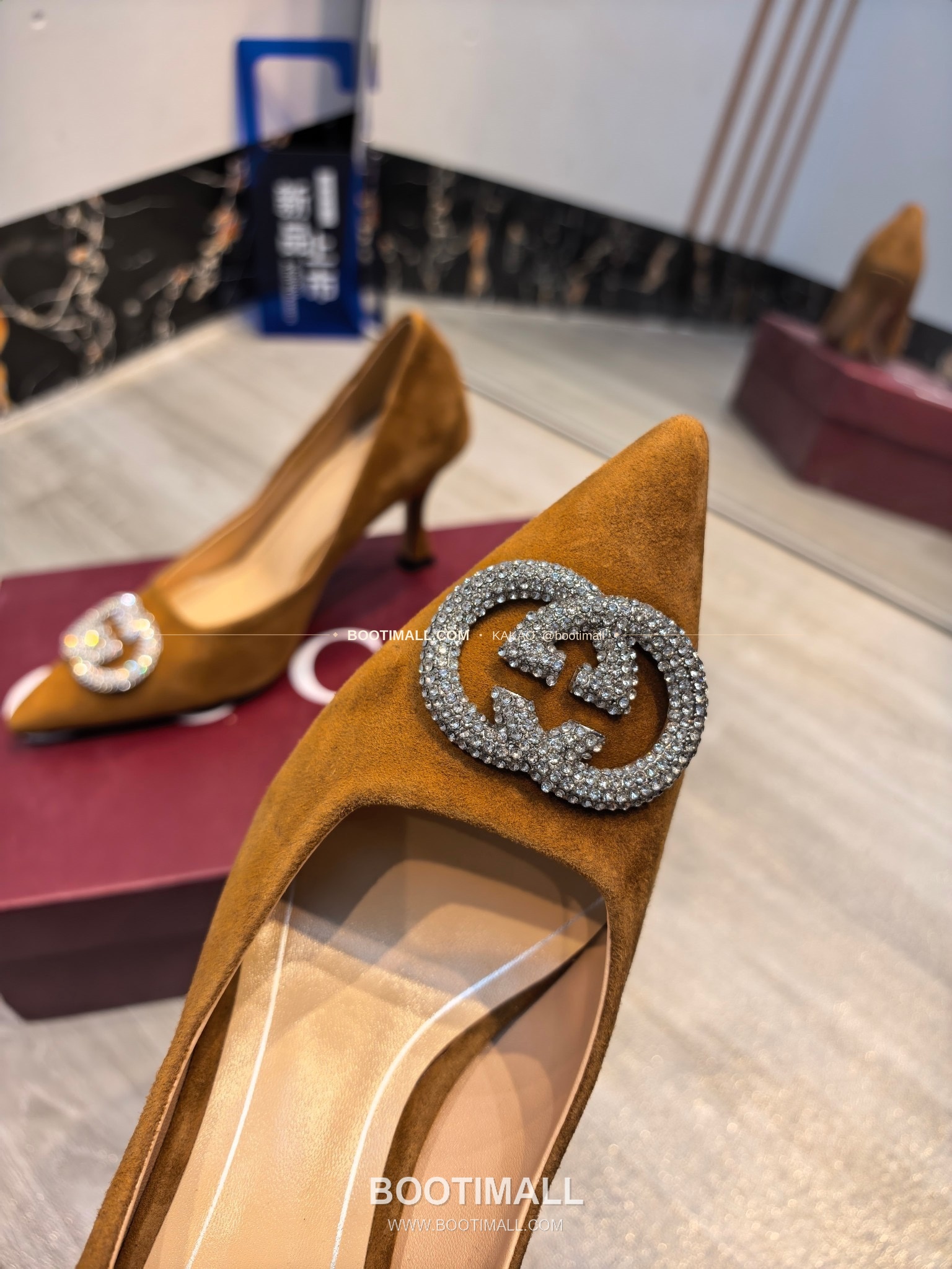 구찌 2026 소가죽 더블G 크리스탈 포인티드토 펌프스 Gucci 2026 Cow Leather Double G Crystal Pointed Toe Black Pumps 5.5cm 8