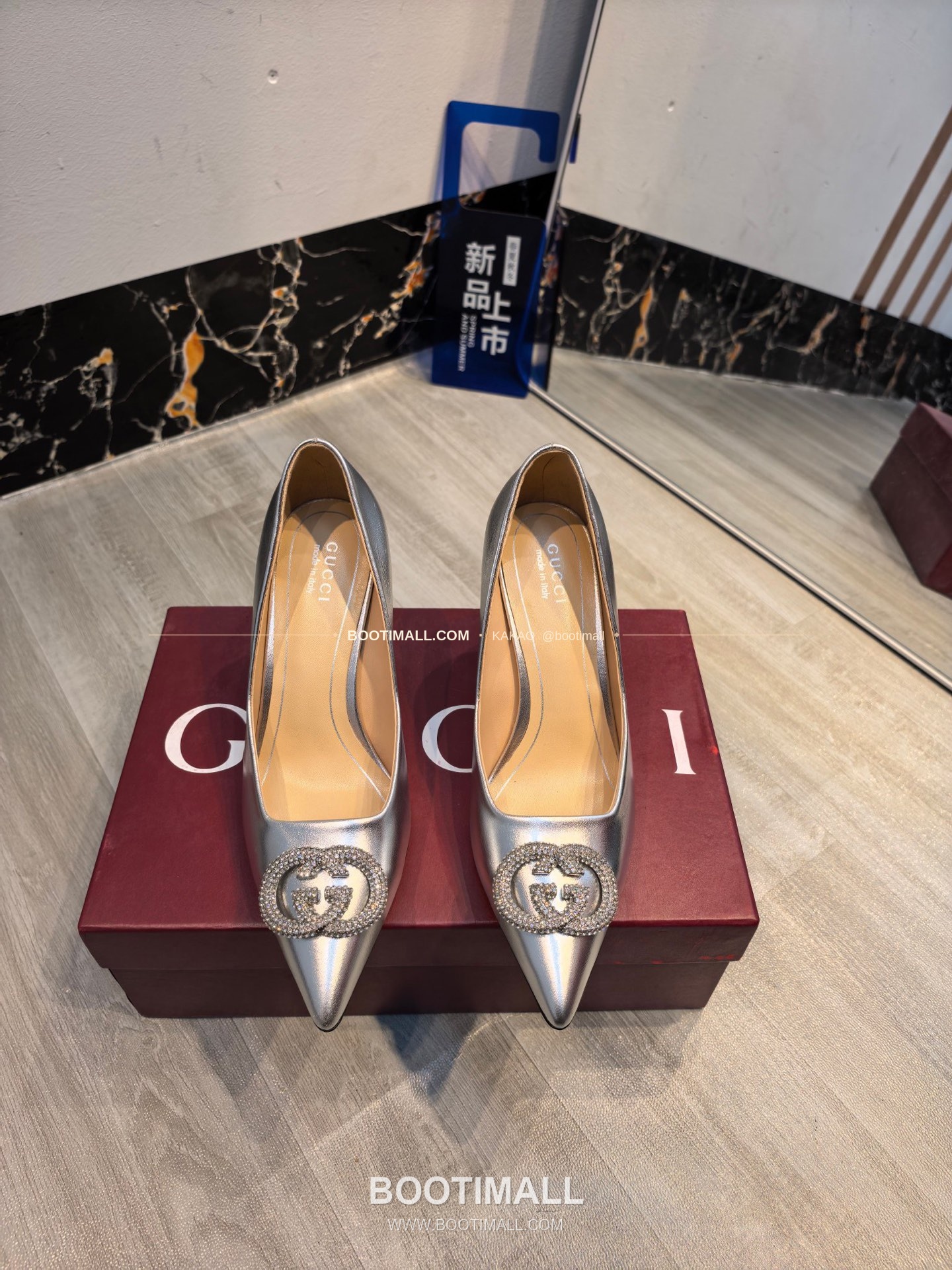 구찌 2026 소가죽 더블G 크리스탈 포인티드토 펌프스 Gucci 2026 Cow Leather Double G Crystal Pointed Toe Black Pumps 5.5cm 1