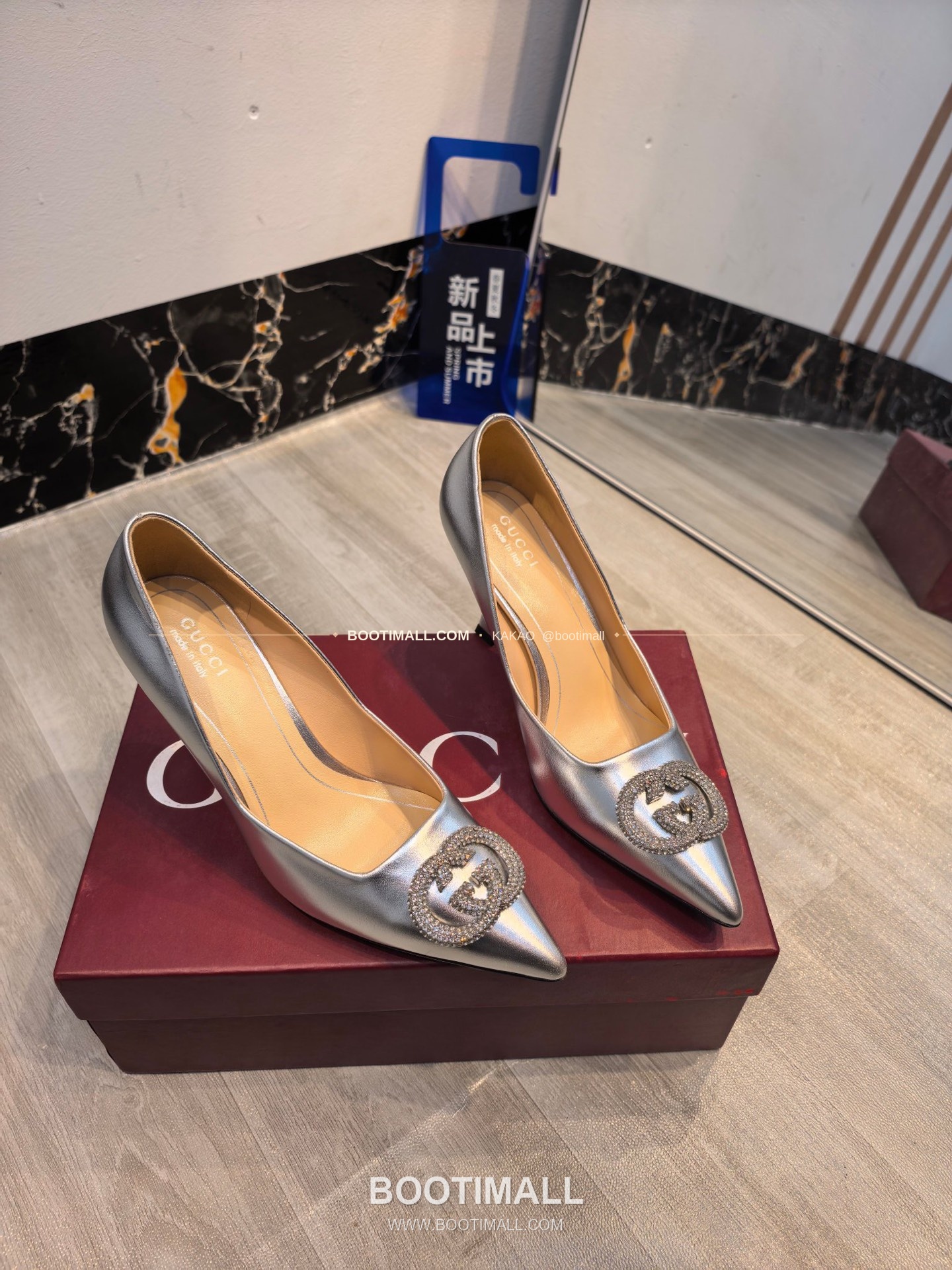 구찌 2026 소가죽 더블G 크리스탈 포인티드토 펌프스 Gucci 2026 Cow Leather Double G Crystal Pointed Toe Black Pumps 5.5cm 2