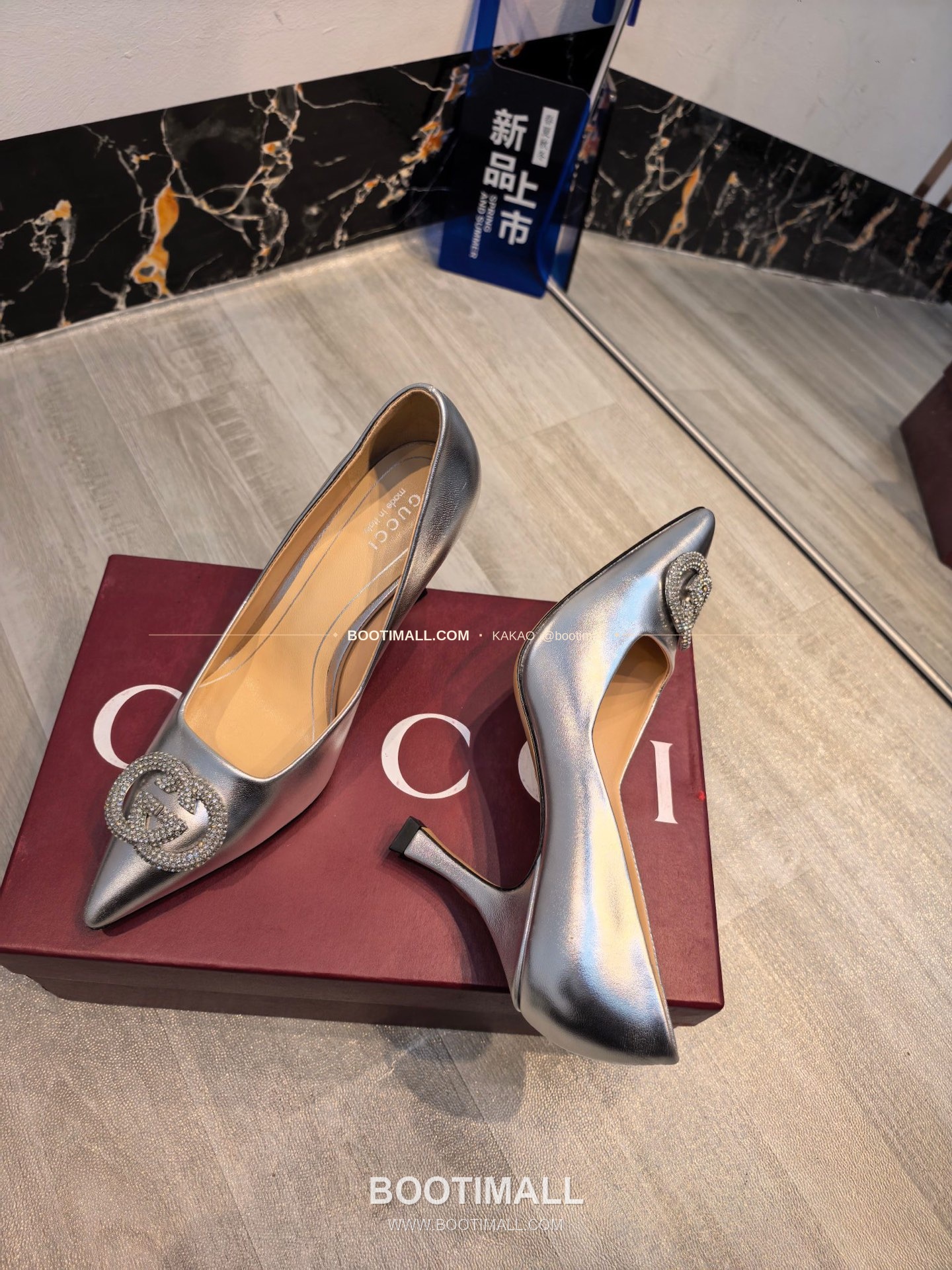 구찌 2026 소가죽 더블G 크리스탈 포인티드토 펌프스 Gucci 2026 Cow Leather Double G Crystal Pointed Toe Black Pumps 5.5cm 4