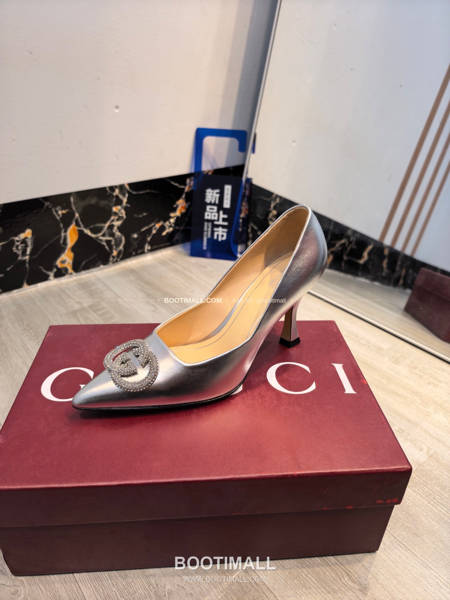 구찌 2026 소가죽 더블G 크리스탈 포인티드토 펌프스 Gucci 2026 Cow Leather Double G Crystal Pointed Toe Black Pumps 5.5cm 5