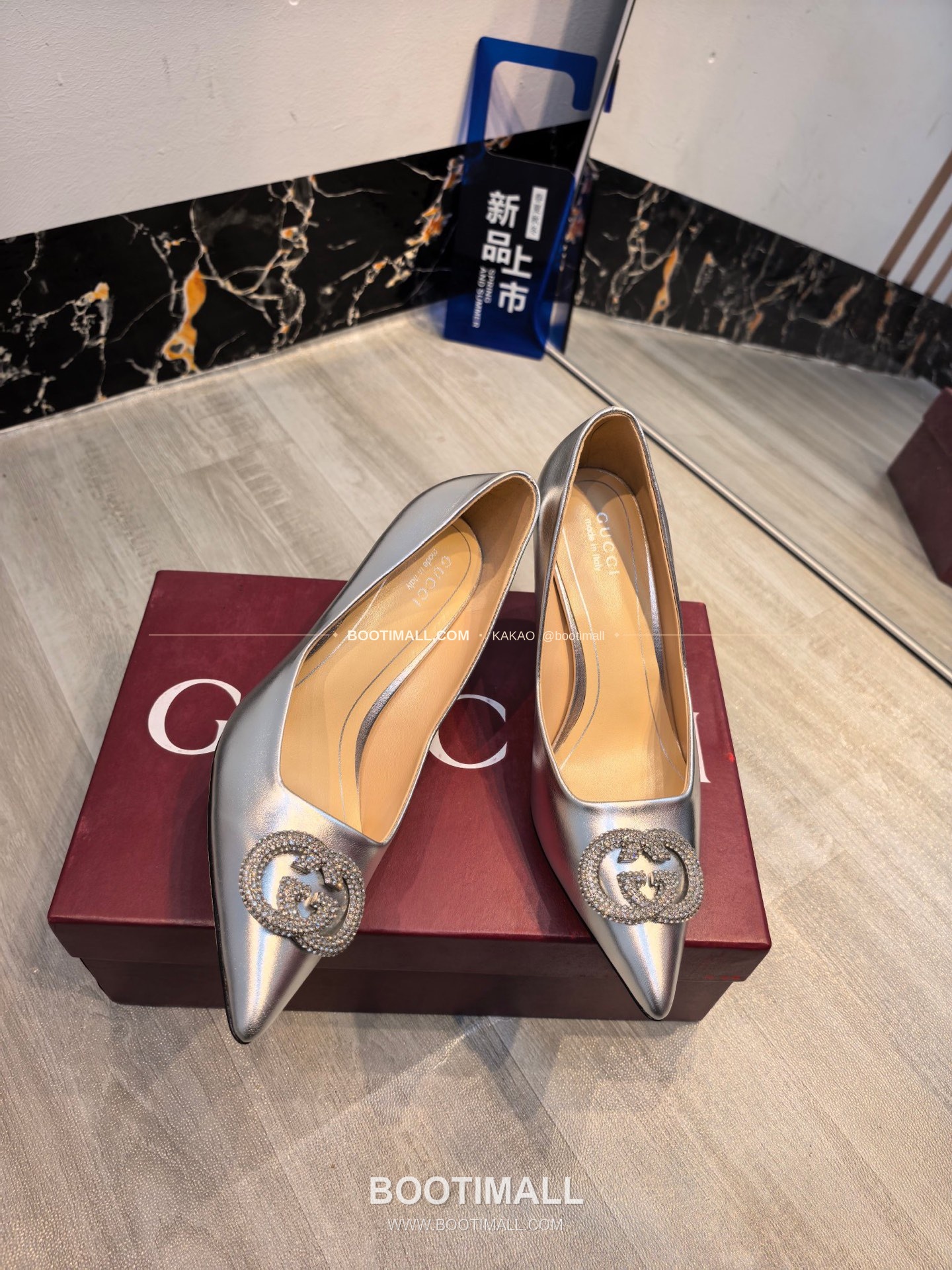 구찌 2026 소가죽 더블G 크리스탈 포인티드토 펌프스 Gucci 2026 Cow Leather Double G Crystal Pointed Toe Black Pumps 5.5cm 6