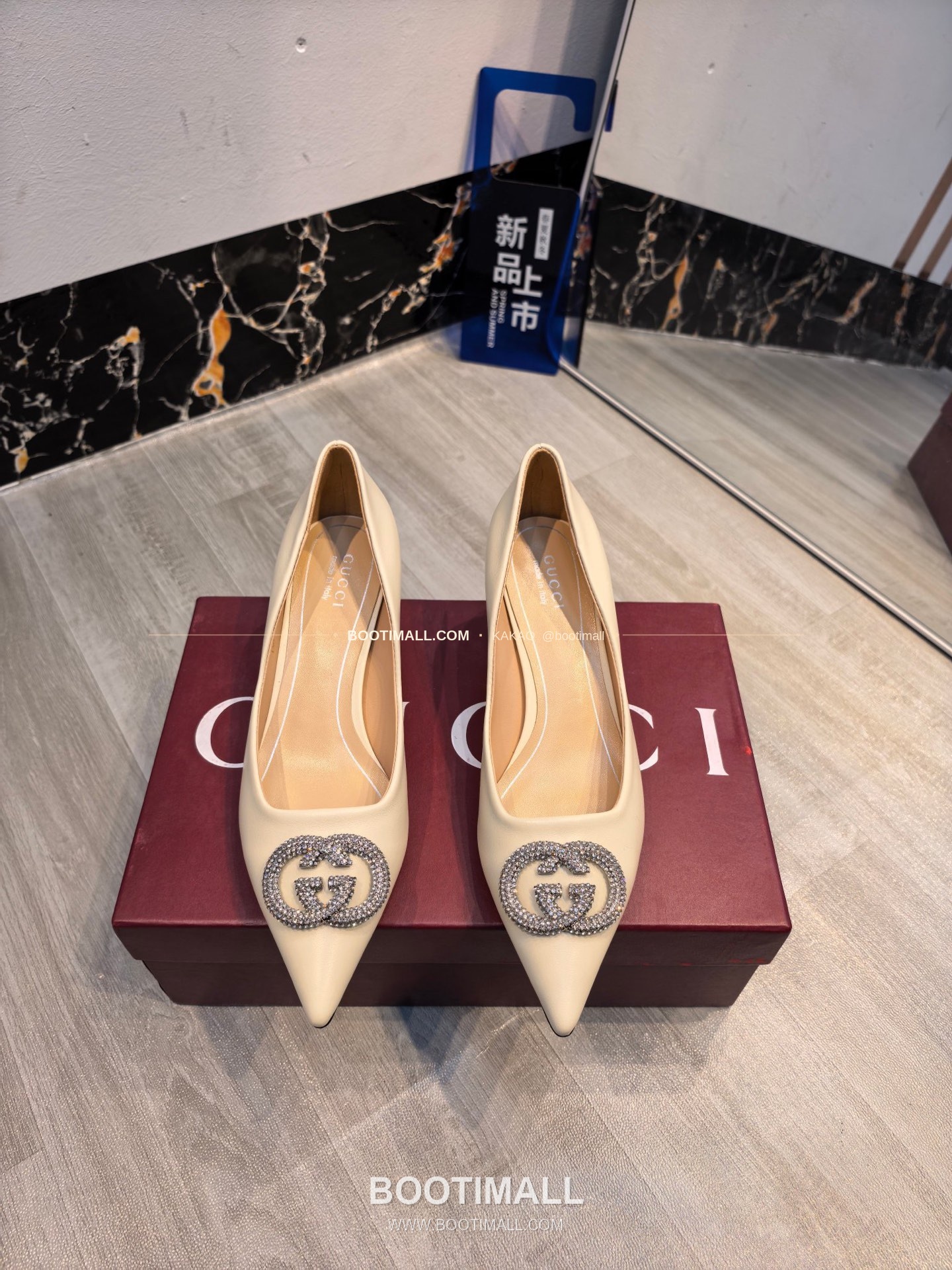 구찌 2026 소가죽 더블G 크리스탈 포인티드토 펌프스 Gucci 2026 Cow Leather Double G Crystal Pointed Toe Black Pumps 5.5cm 1