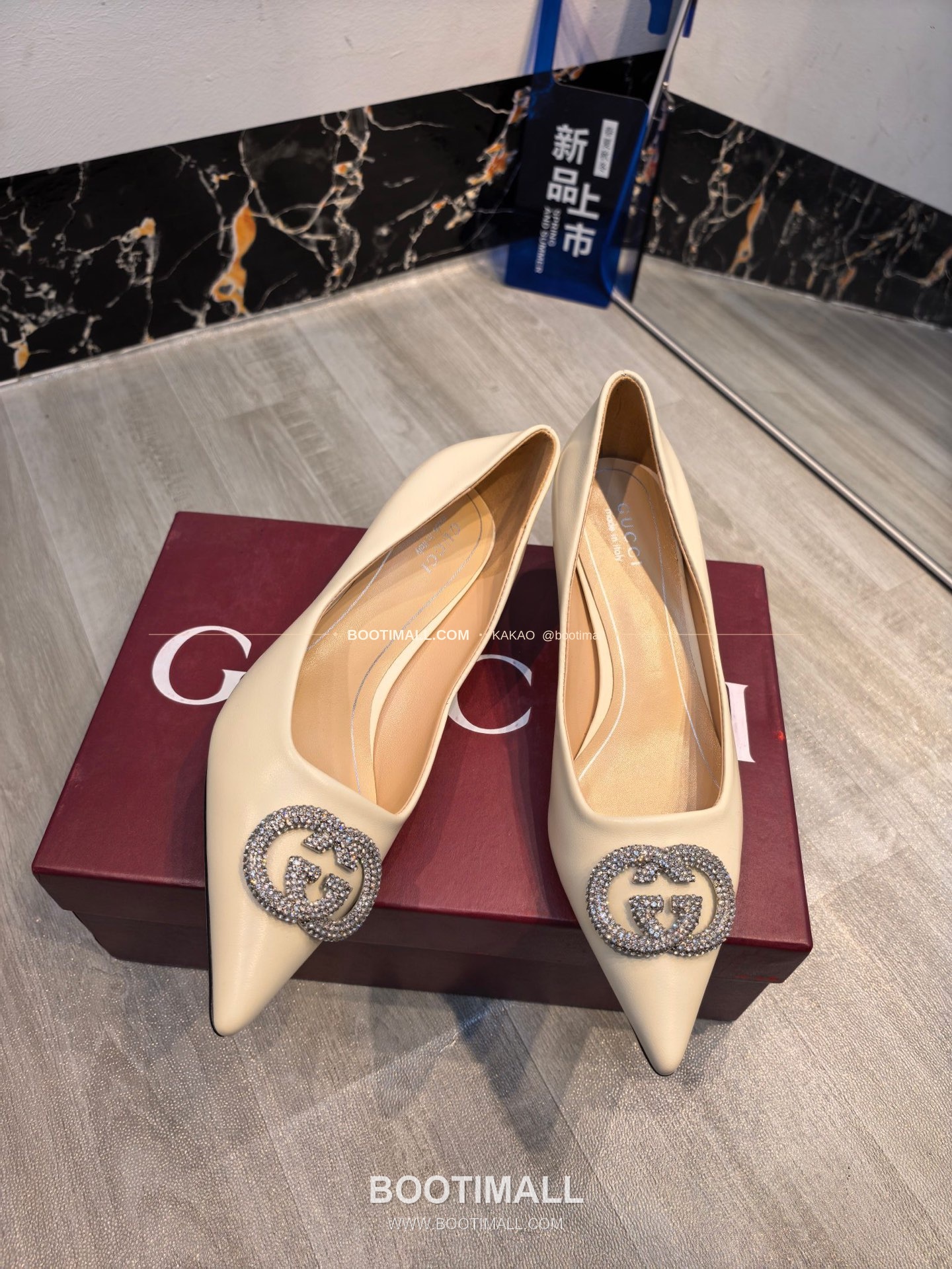 구찌 2026 소가죽 더블G 크리스탈 포인티드토 펌프스 Gucci 2026 Cow Leather Double G Crystal Pointed Toe Black Pumps 5.5cm 6