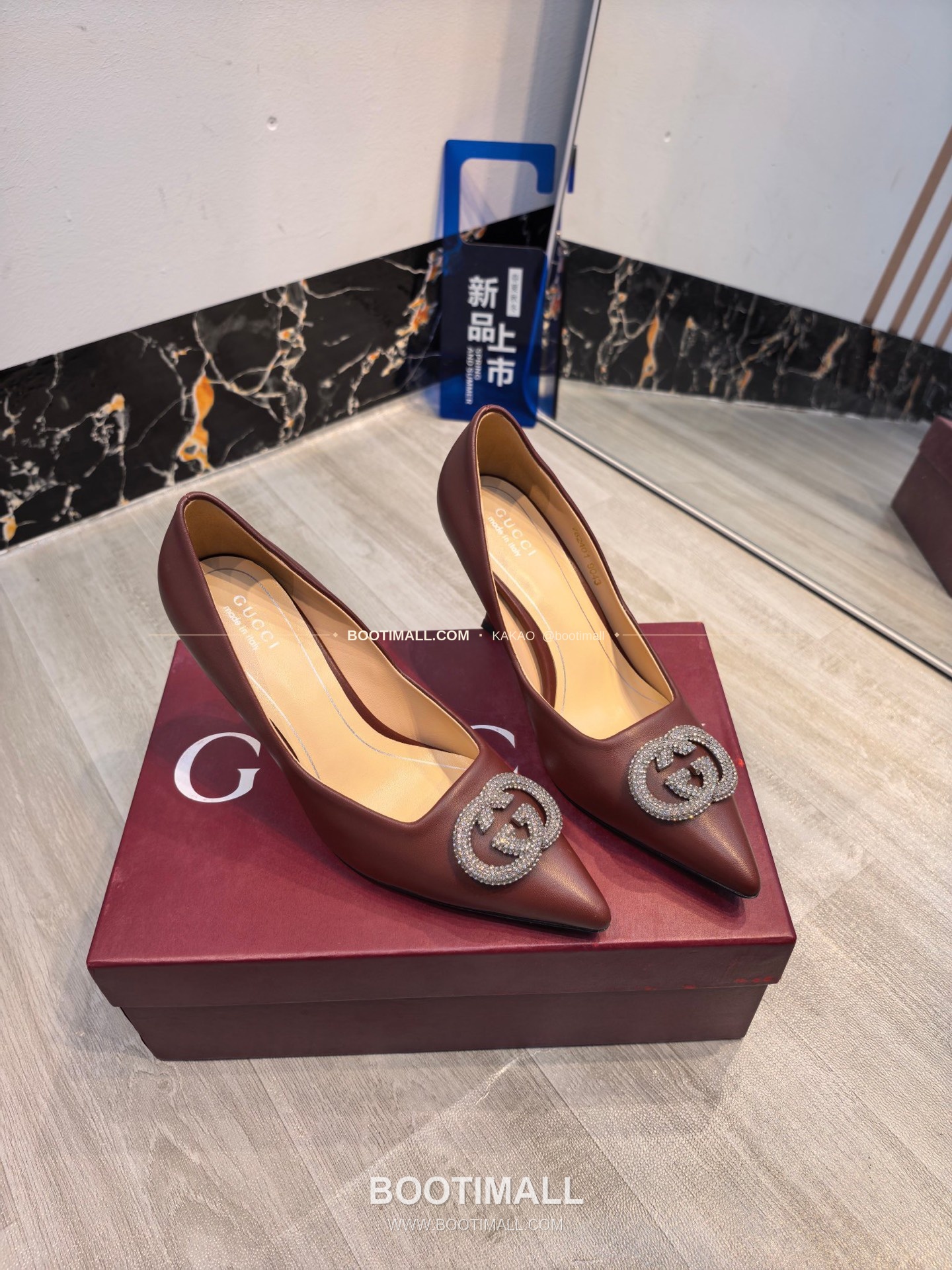 구찌 2026 소가죽 더블G 크리스탈 포인티드토 펌프스 Gucci 2026 Cow Leather Double G Crystal Pointed Toe Black Pumps 5.5cm 2