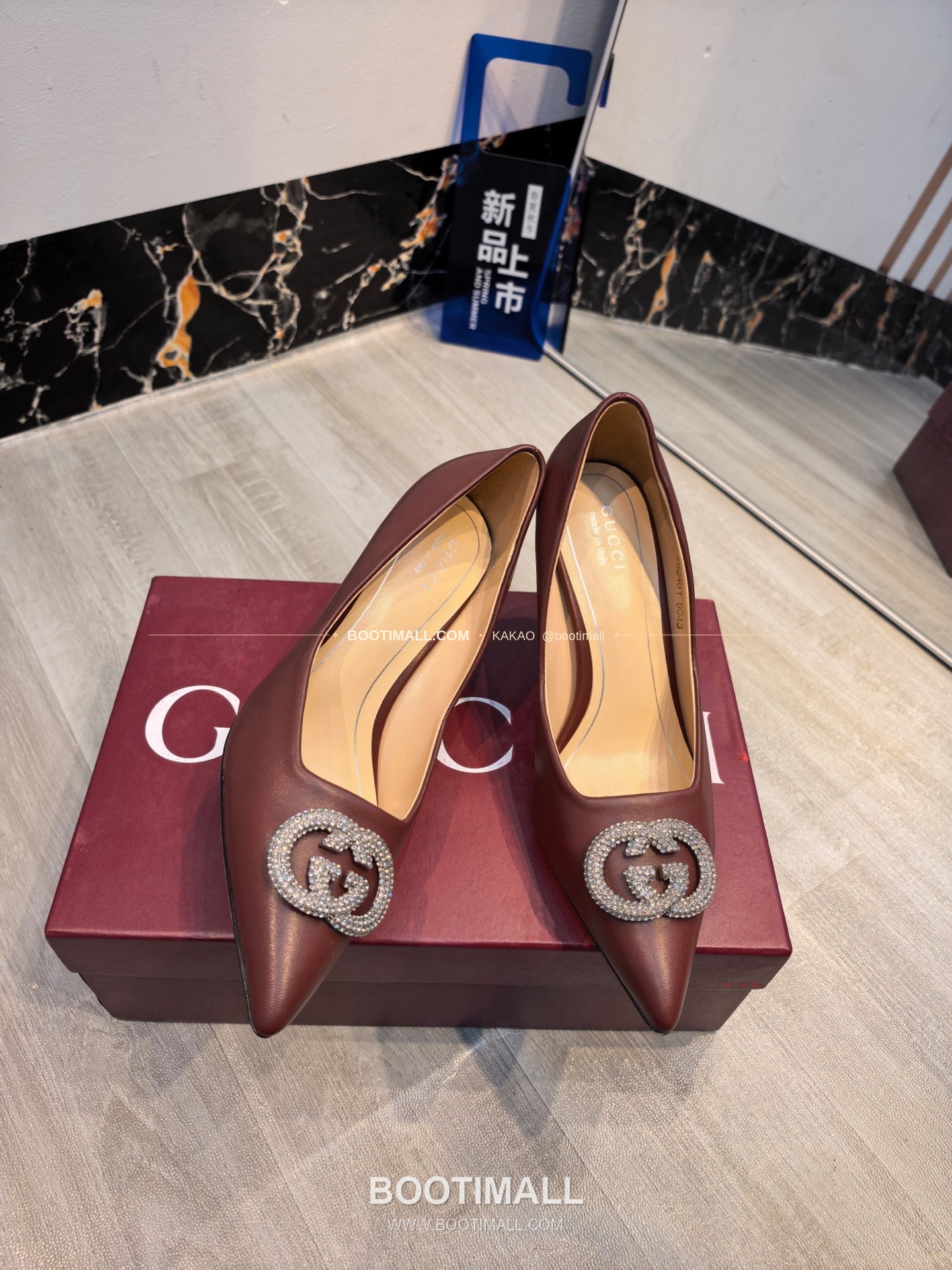 구찌 2026 소가죽 더블G 크리스탈 포인티드토 펌프스 Gucci 2026 Cow Leather Double G Crystal Pointed Toe Black Pumps 5.5cm 4