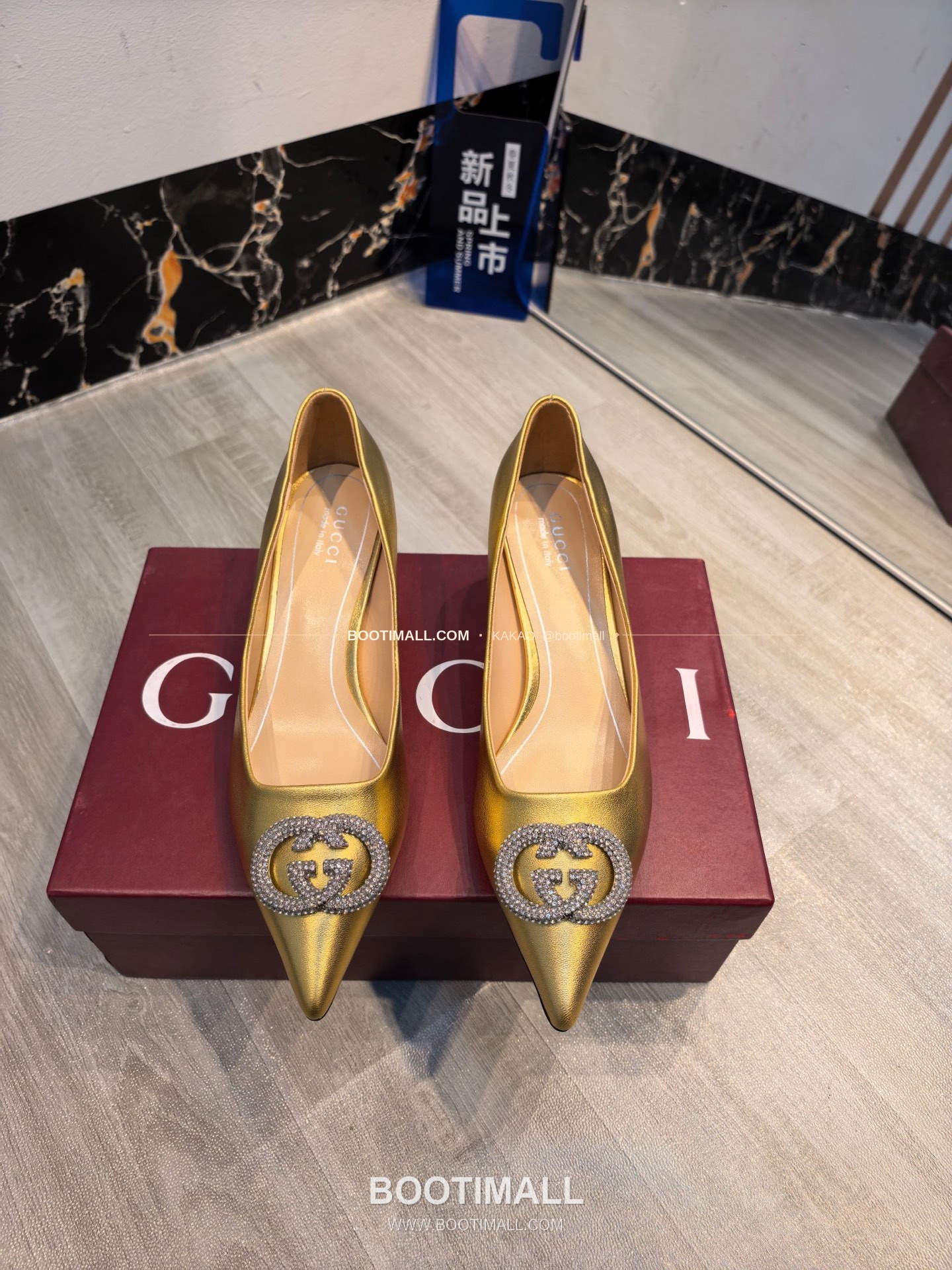 구찌 2026 소가죽 더블G 크리스탈 포인티드토 펌프스 Gucci 2026 Cow Leather Double G Crystal Pointed Toe Black Pumps 5.5cm 1