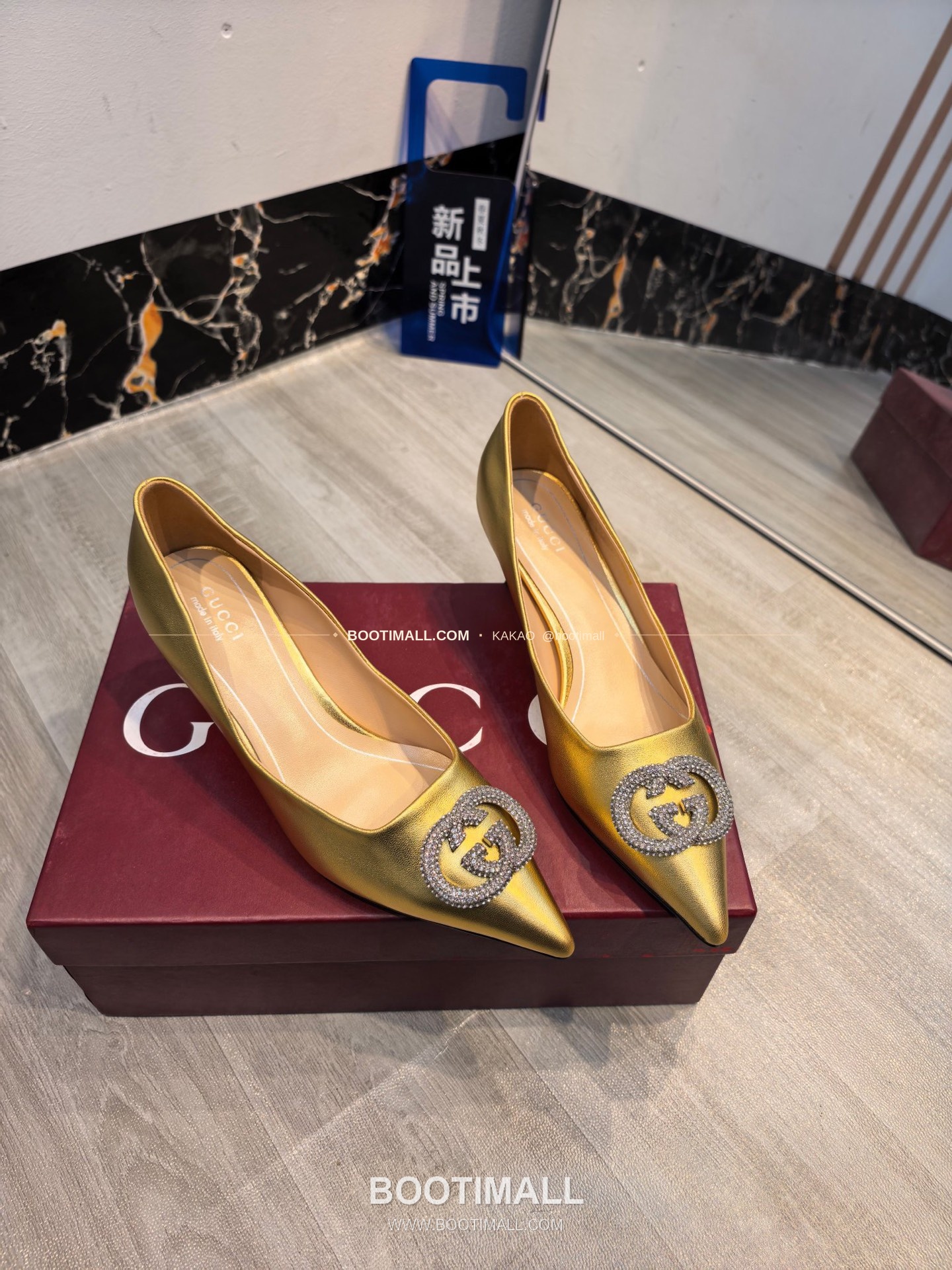 구찌 2026 소가죽 더블G 크리스탈 포인티드토 펌프스 Gucci 2026 Cow Leather Double G Crystal Pointed Toe Black Pumps 5.5cm 3