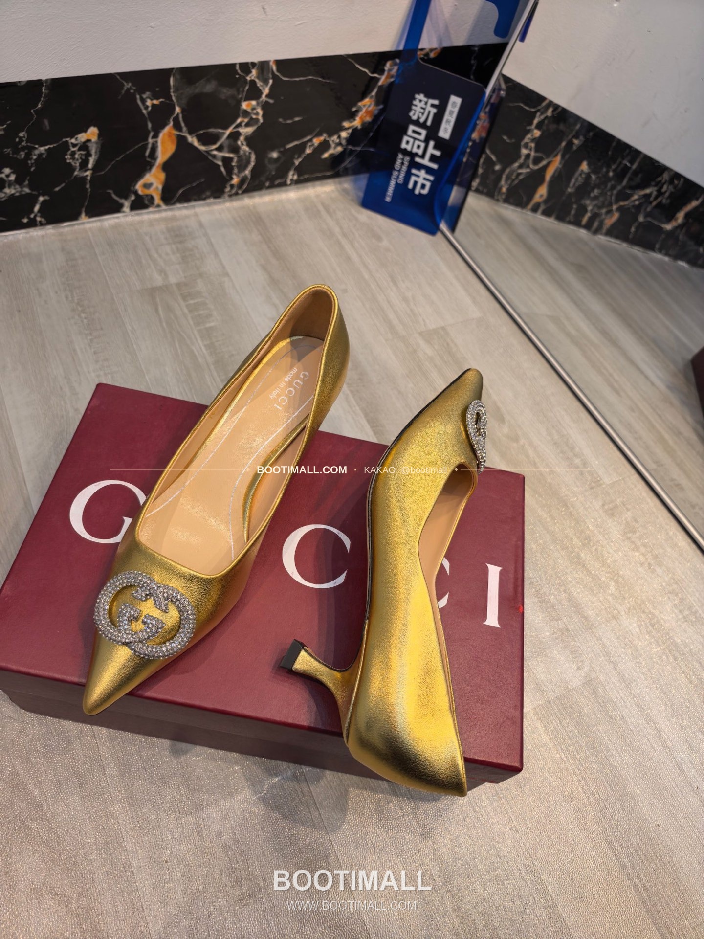 구찌 2026 소가죽 더블G 크리스탈 포인티드토 펌프스 Gucci 2026 Cow Leather Double G Crystal Pointed Toe Black Pumps 5.5cm 4