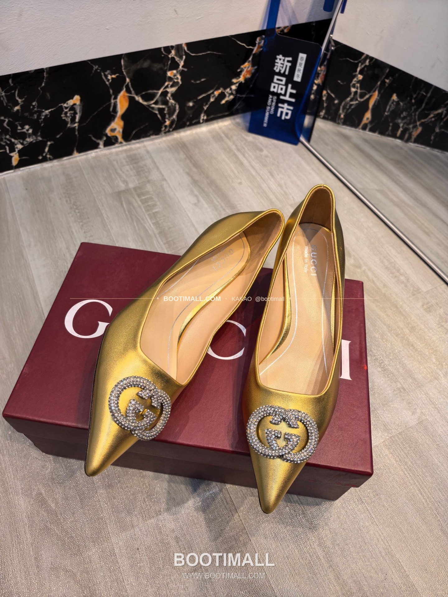 구찌 2026 소가죽 더블G 크리스탈 포인티드토 펌프스 Gucci 2026 Cow Leather Double G Crystal Pointed Toe Black Pumps 5.5cm 6
