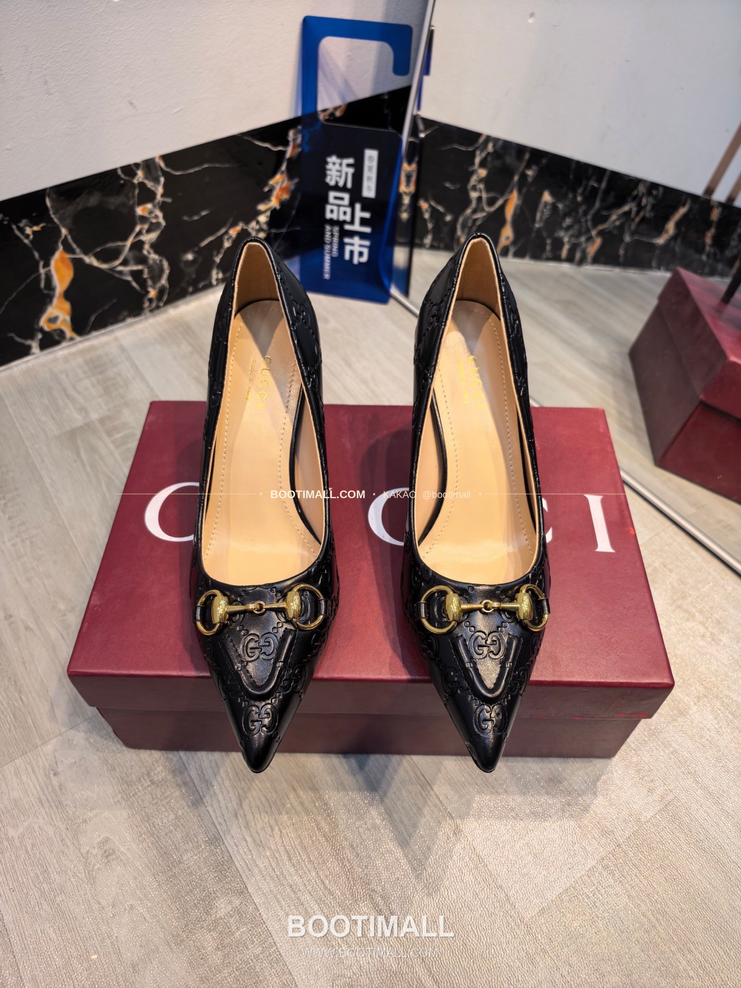 구찌 2026 소가죽 더블G 크리스탈 포인티드토 펌프스 Gucci 2026 Cow Leather Double G Crystal Pointed Toe Black Pumps 8.5cm 1