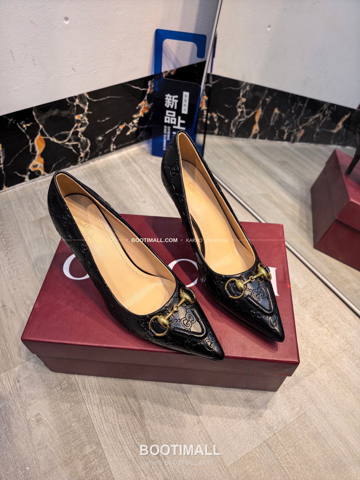 구찌 2026 소가죽 더블G 크리스탈 포인티드토 펌프스 Gucci 2026 Cow Leather Double G Crystal Pointed Toe Black Pumps 8.5cm 2