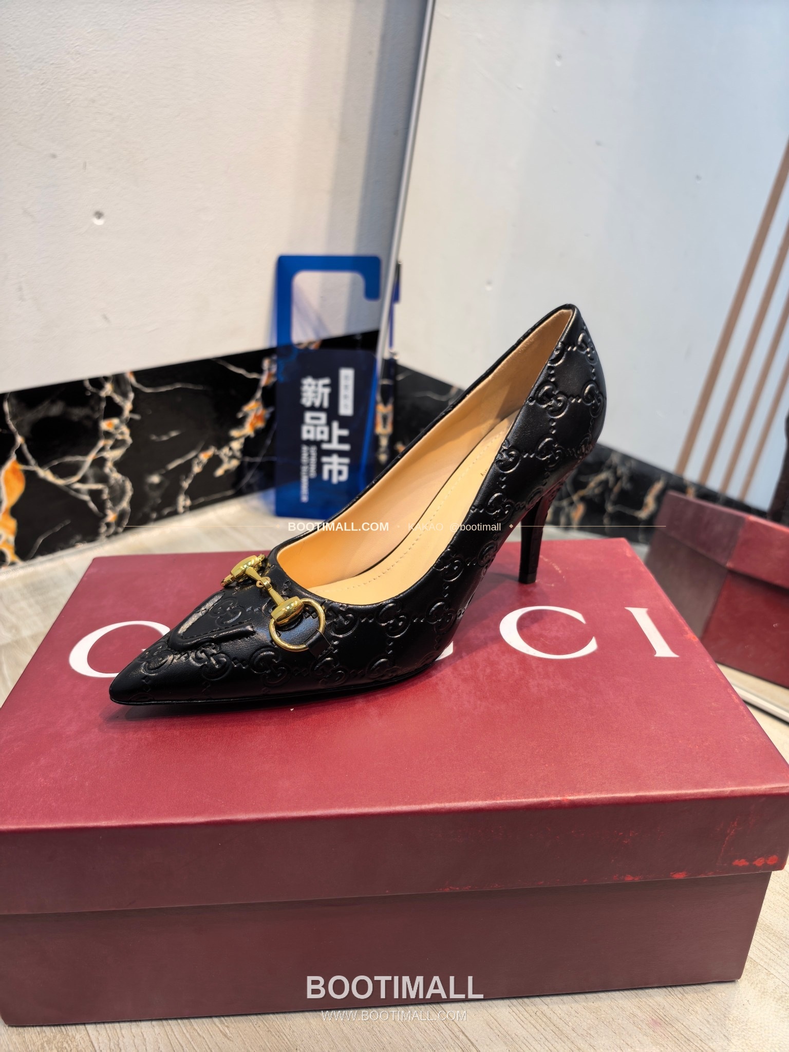 구찌 2026 소가죽 더블G 크리스탈 포인티드토 펌프스 Gucci 2026 Cow Leather Double G Crystal Pointed Toe Black Pumps 8.5cm 4