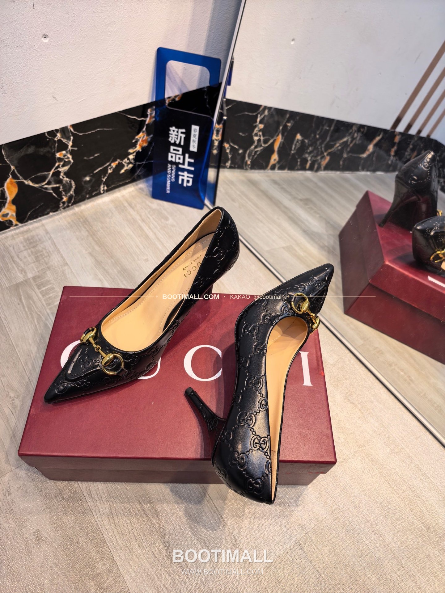 구찌 2026 소가죽 더블G 크리스탈 포인티드토 펌프스 Gucci 2026 Cow Leather Double G Crystal Pointed Toe Black Pumps 8.5cm 7
