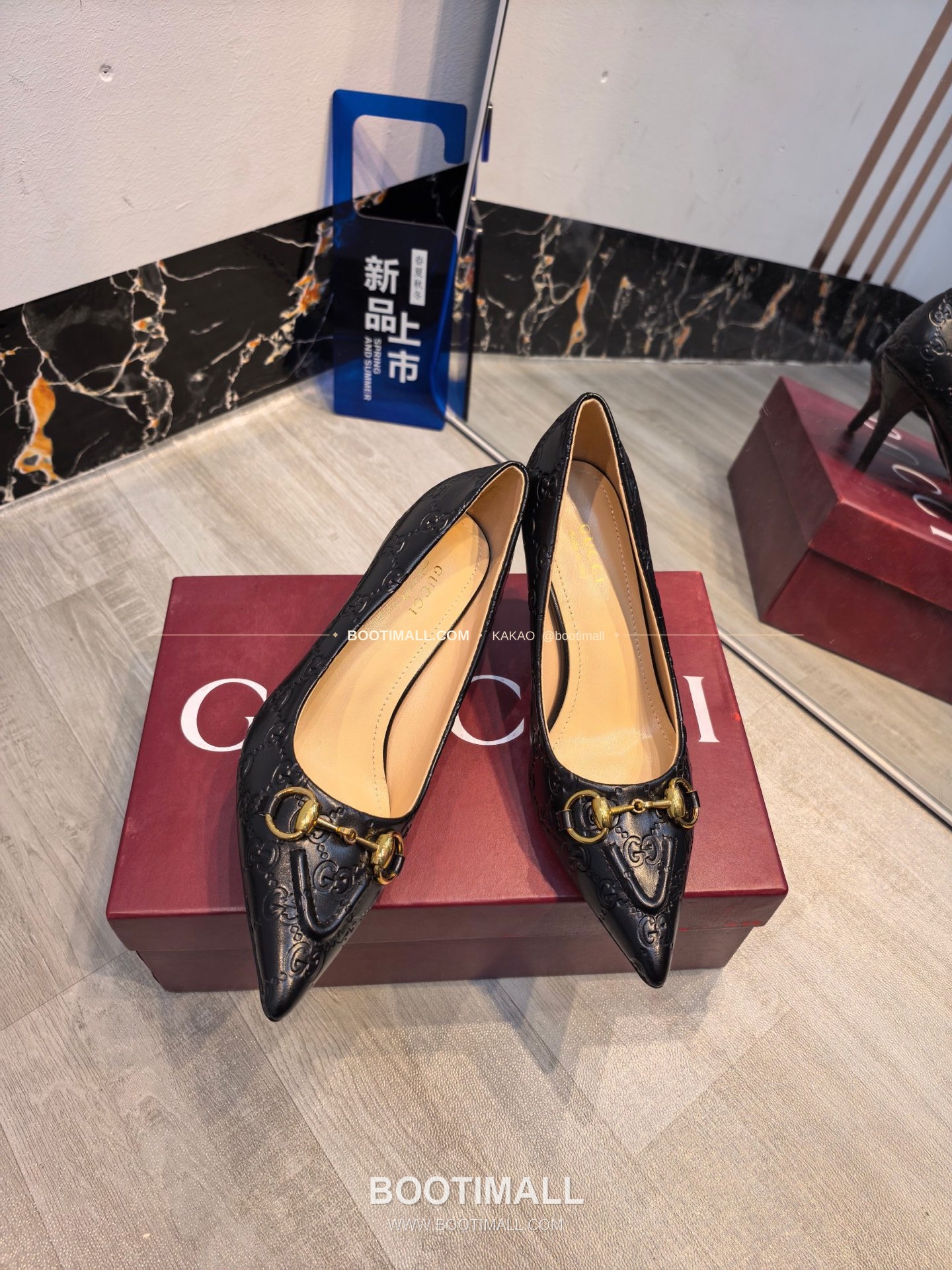 구찌 2026 소가죽 더블G 크리스탈 포인티드토 펌프스 Gucci 2026 Cow Leather Double G Crystal Pointed Toe Black Pumps 8.5cm 8