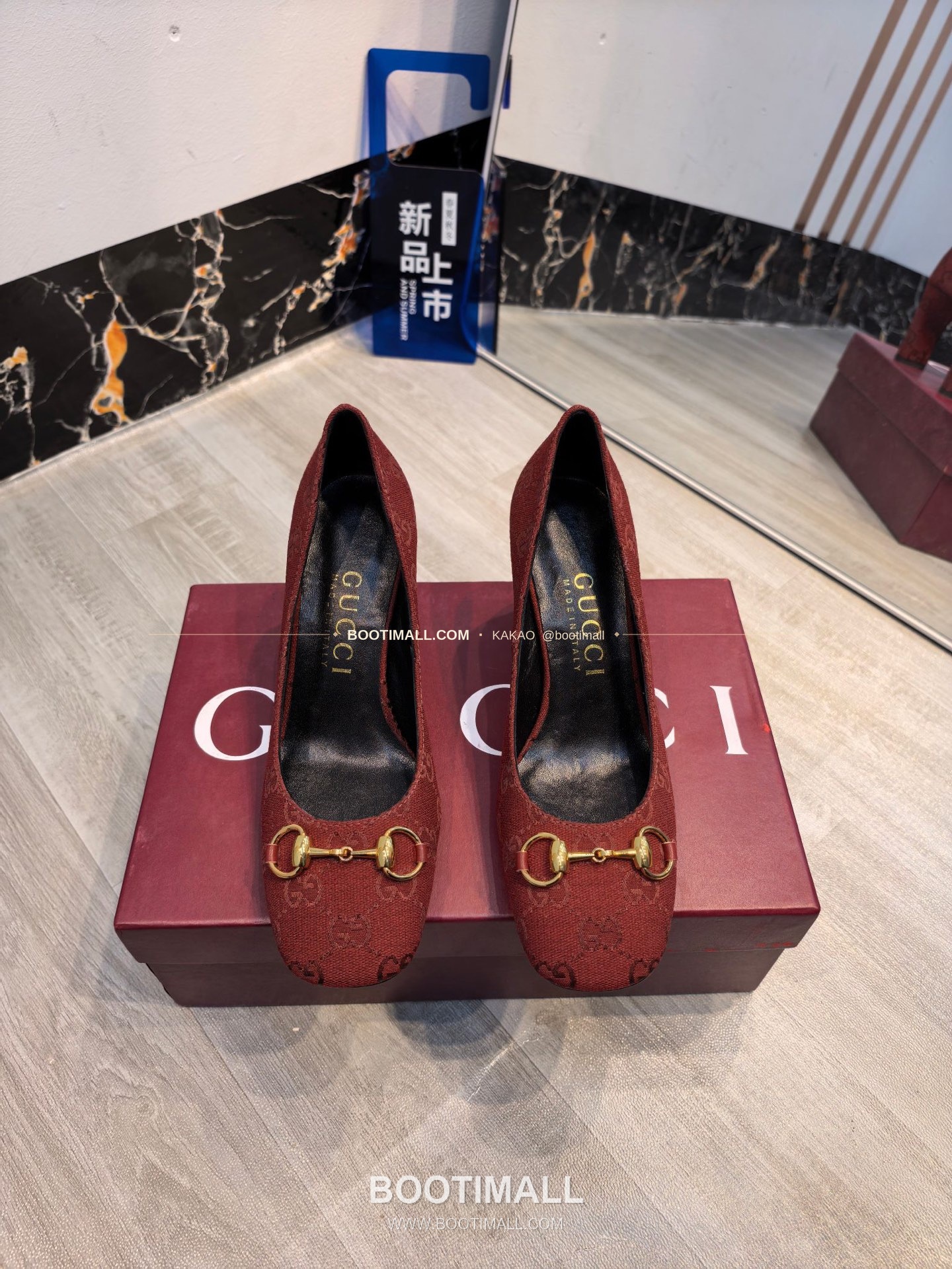 구찌 2026 소가죽 GG프린트 호스빗 라운드토 펌프스 Gucci 2026 Cow Leather GG Print Horsebit Round Toe Black Pumps 7.5cm 1