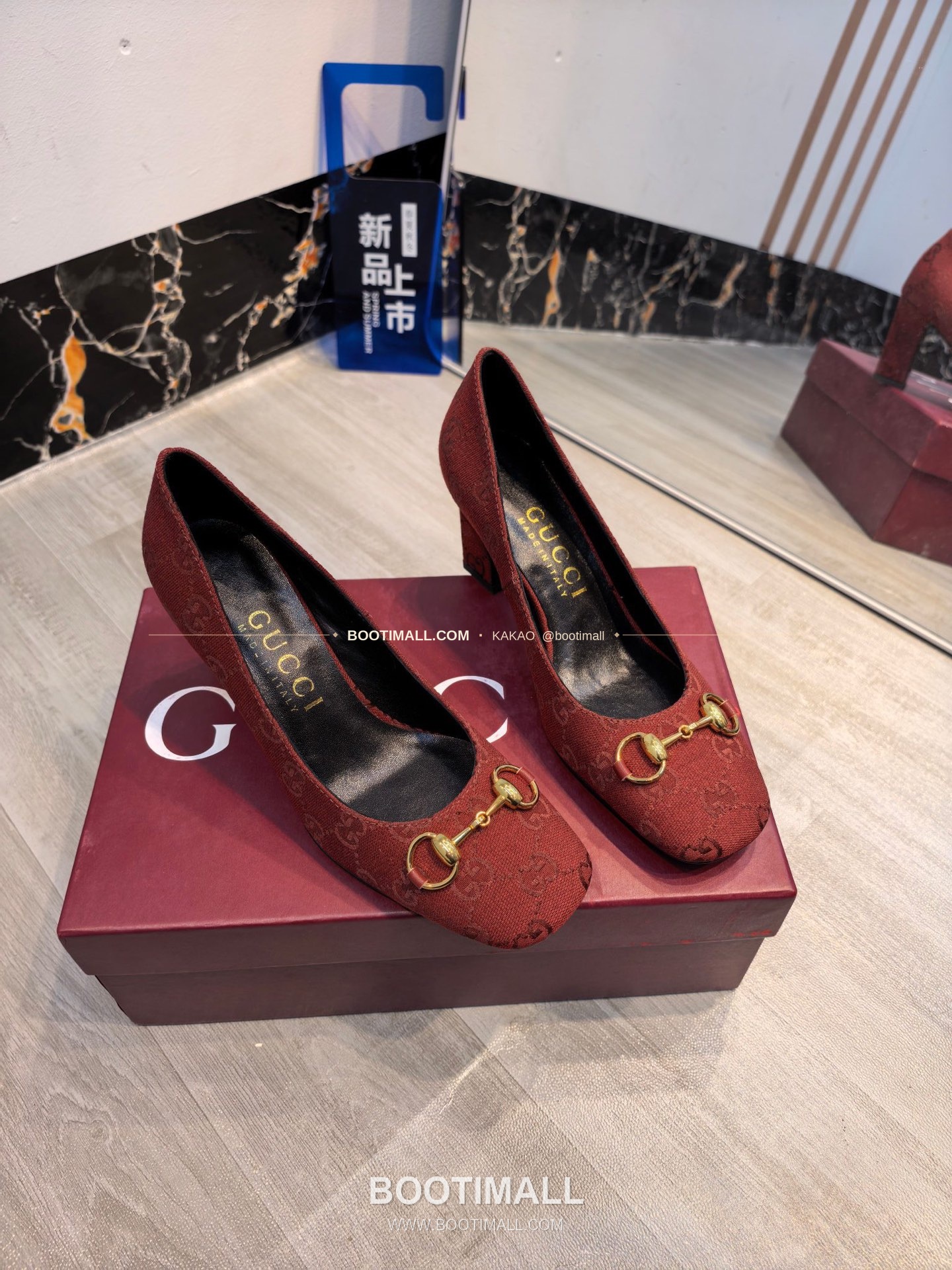 구찌 2026 소가죽 GG프린트 호스빗 라운드토 펌프스 Gucci 2026 Cow Leather GG Print Horsebit Round Toe Black Pumps 7.5cm 2