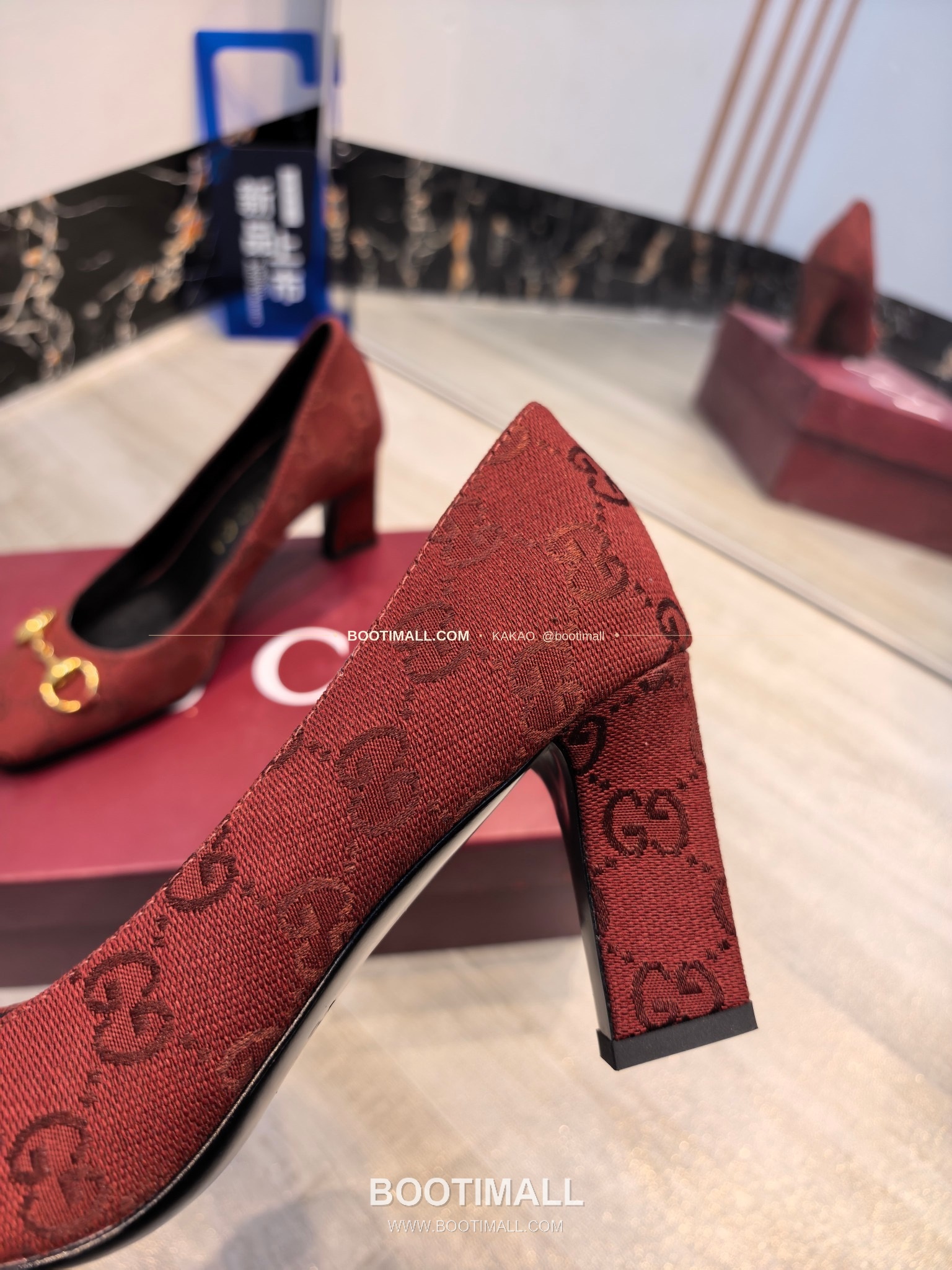 구찌 2026 소가죽 GG프린트 호스빗 라운드토 펌프스 Gucci 2026 Cow Leather GG Print Horsebit Round Toe Black Pumps 7.5cm 5