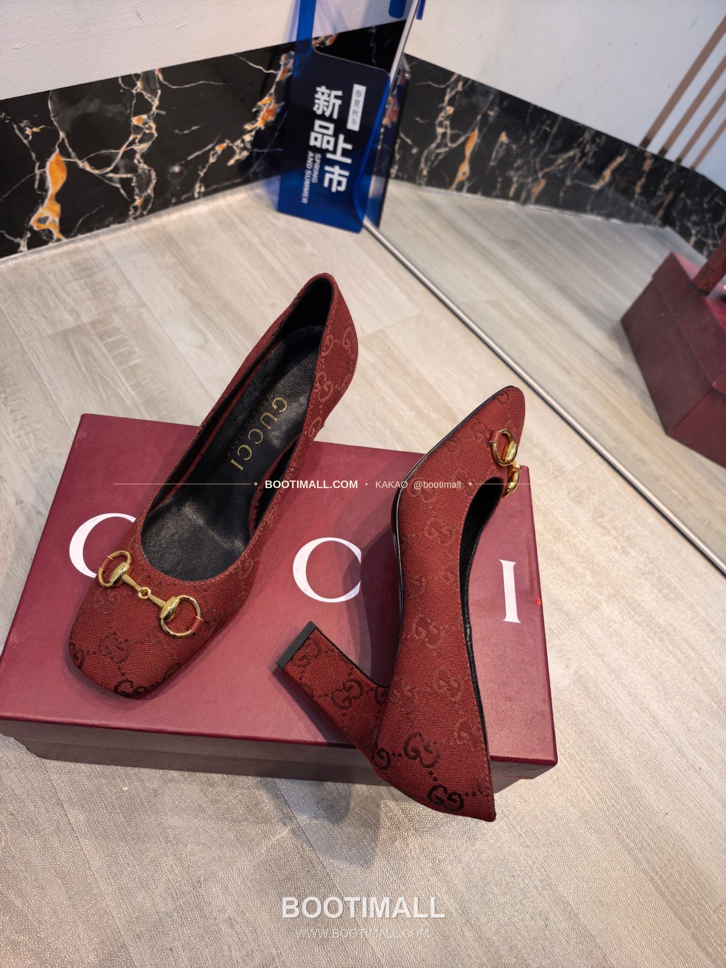 구찌 2026 소가죽 GG프린트 호스빗 라운드토 펌프스 Gucci 2026 Cow Leather GG Print Horsebit Round Toe Black Pumps 7.5cm 6