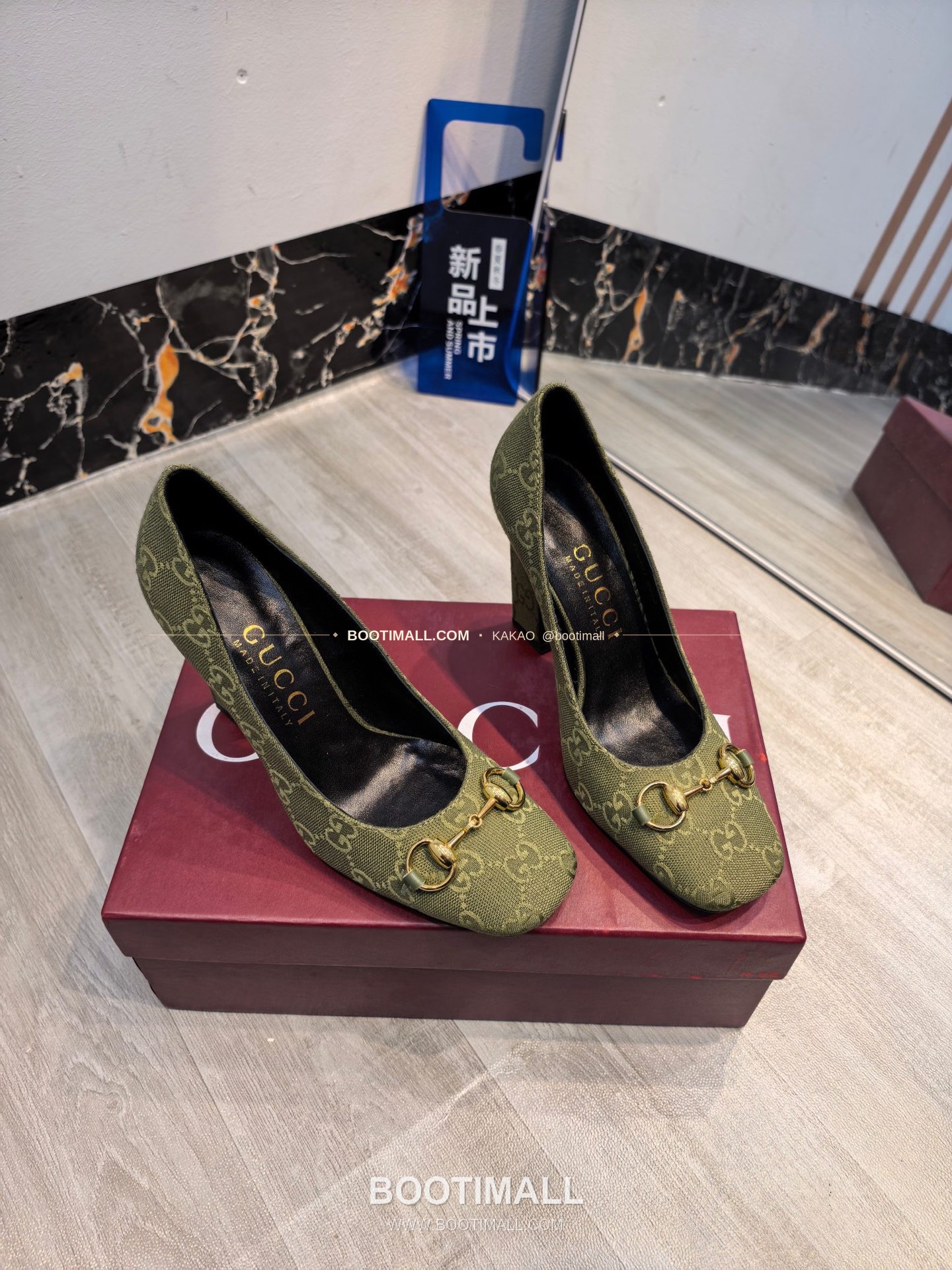 구찌 2026 소가죽 GG프린트 호스빗 라운드토 펌프스 Gucci 2026 Cow Leather GG Print Horsebit Round Toe Black Pumps 7.5cm 2