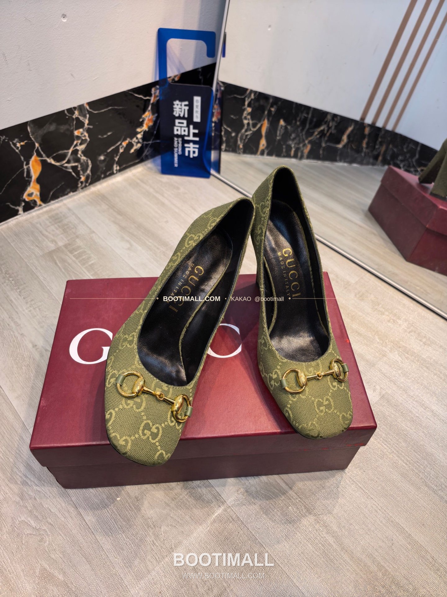 구찌 2026 소가죽 GG프린트 호스빗 라운드토 펌프스 Gucci 2026 Cow Leather GG Print Horsebit Round Toe Black Pumps 7.5cm 8