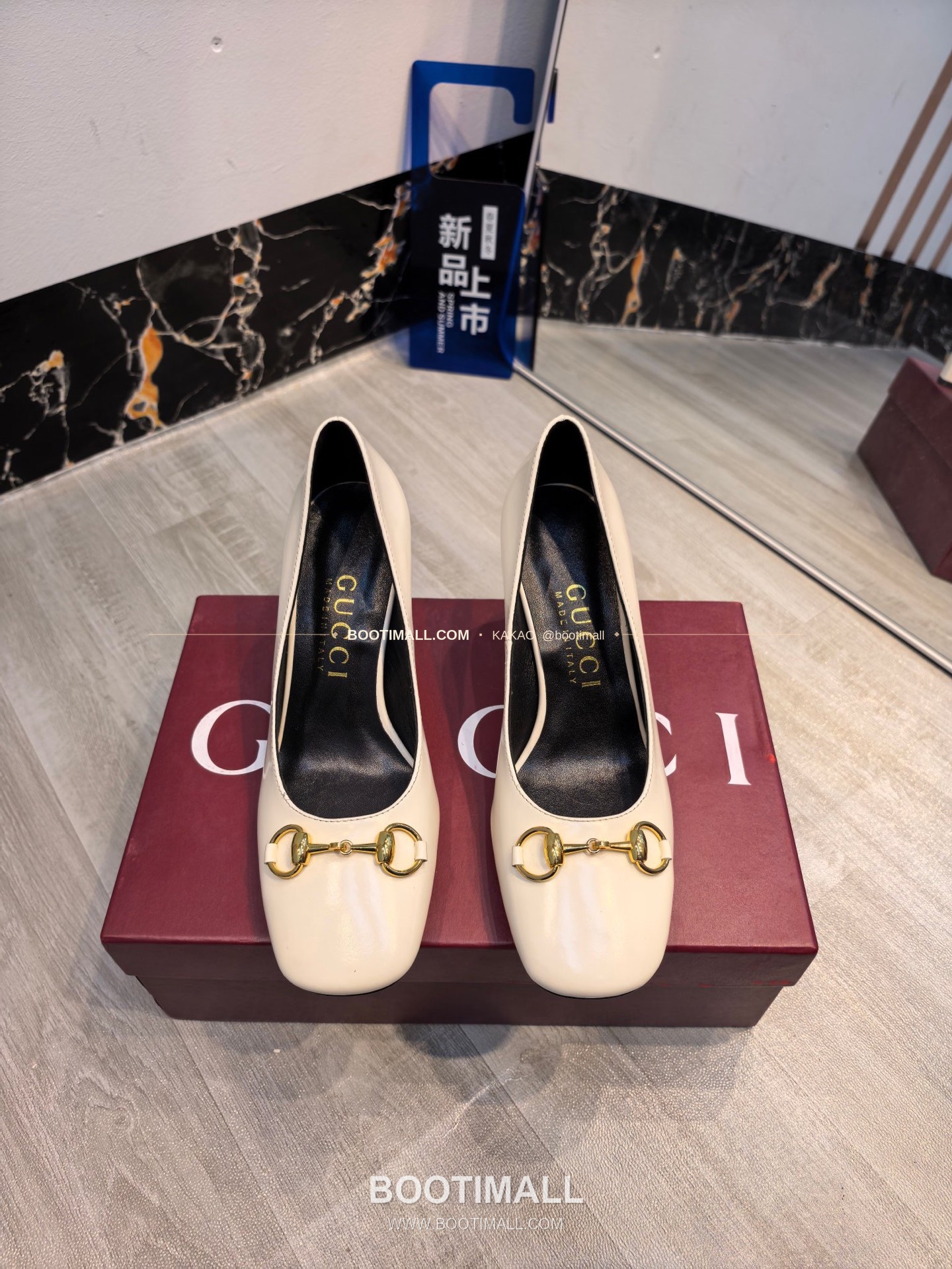 구찌 2026 소가죽 GG프린트 호스빗 라운드토 펌프스 Gucci 2026 Cow Leather GG Print Horsebit Round Toe Black Pumps 7.5cm 1