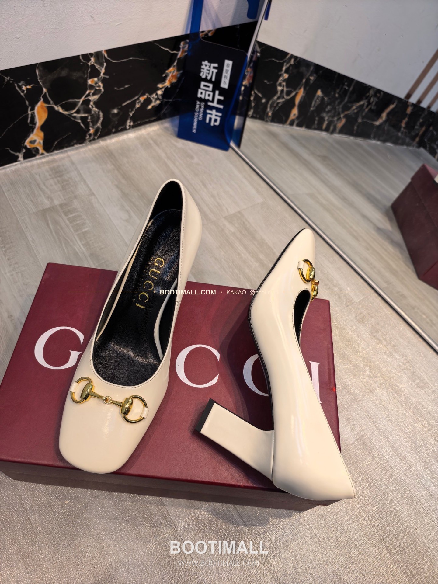 구찌 2026 소가죽 GG프린트 호스빗 라운드토 펌프스 Gucci 2026 Cow Leather GG Print Horsebit Round Toe Black Pumps 7.5cm 7