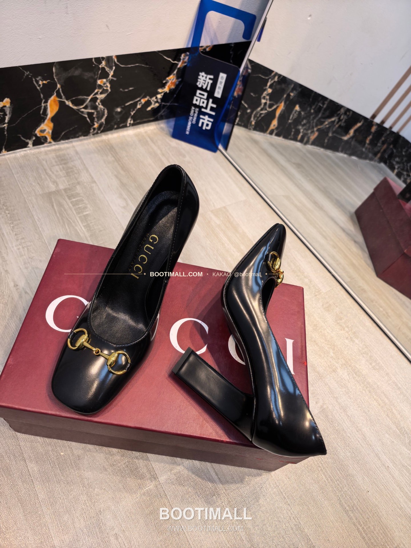 구찌 2026 소가죽 GG프린트 호스빗 라운드토 펌프스 Gucci 2026 Cow Leather GG Print Horsebit Round Toe Black Pumps 7.5cm 7