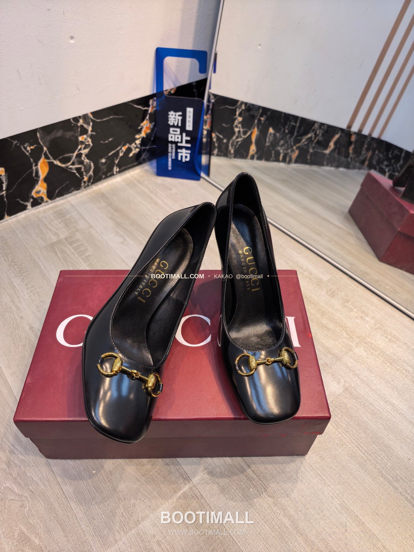 구찌 2026 소가죽 GG프린트 호스빗 라운드토 펌프스 Gucci 2026 Cow Leather GG Print Horsebit Round Toe Black Pumps 7.5cm 8