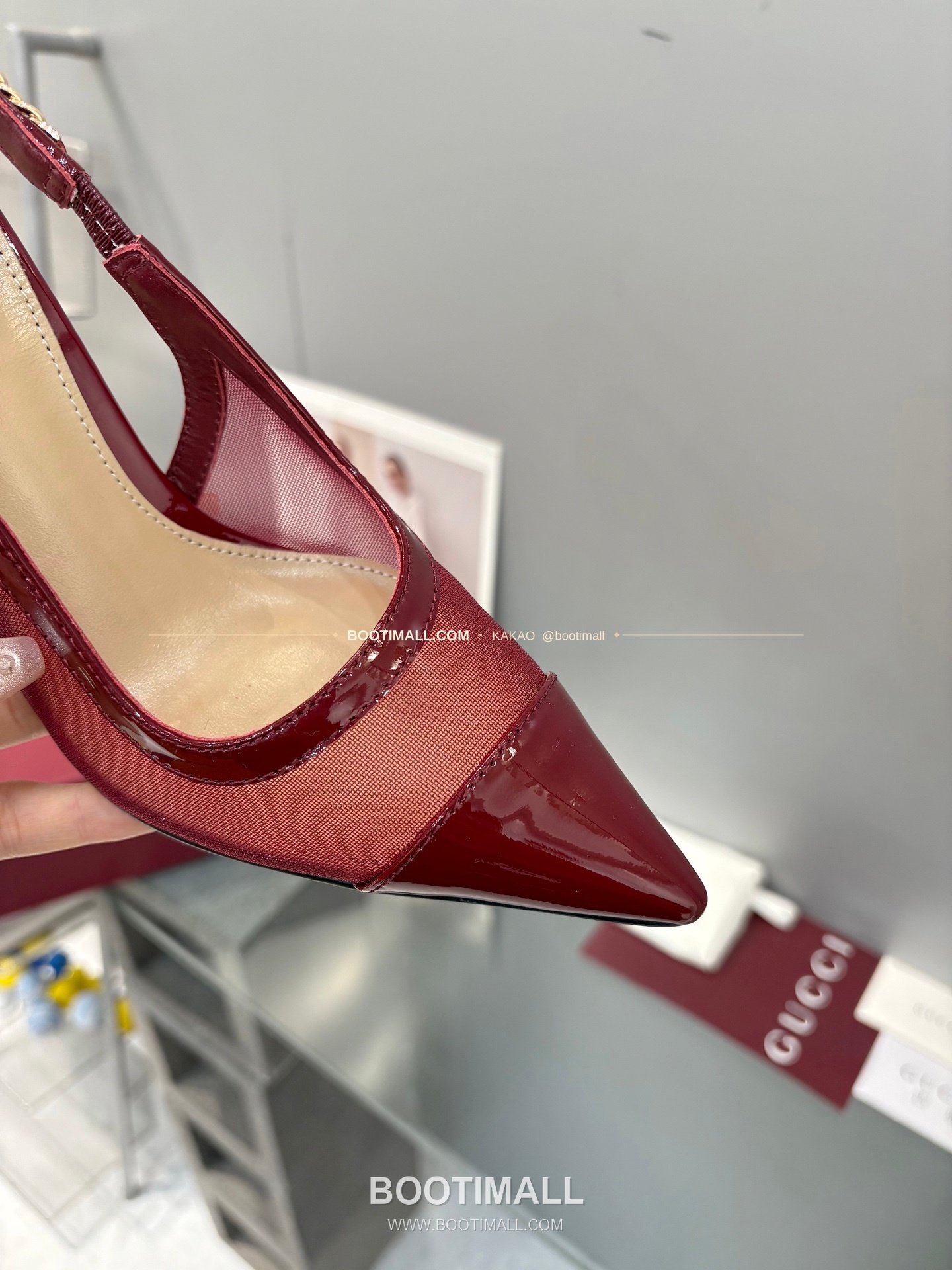 구찌 2026 메쉬 GG 로고 체인 포인티드토 샌들 Gucci 2026 Mesh GG Logo Chain Pointed Toe Black Sandals 10cm 7