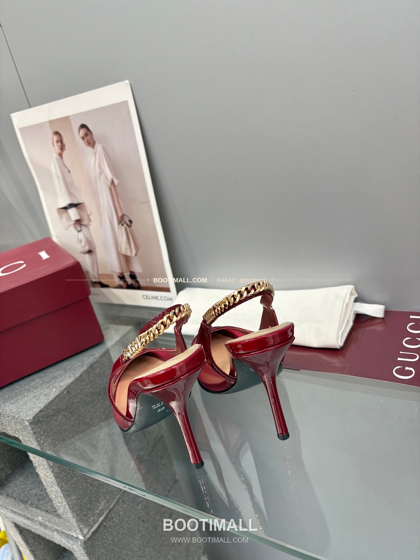 구찌 2026 메쉬 GG 로고 체인 포인티드토 샌들 Gucci 2026 Mesh GG Logo Chain Pointed Toe Black Sandals 10cm 8