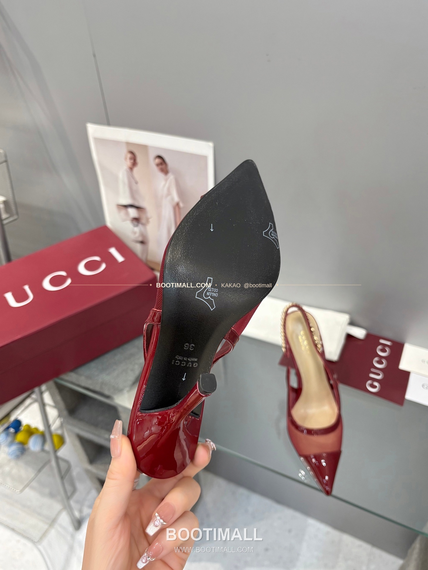 구찌 2026 메쉬 GG 로고 체인 포인티드토 샌들 Gucci 2026 Mesh GG Logo Chain Pointed Toe Black Sandals 10cm 9