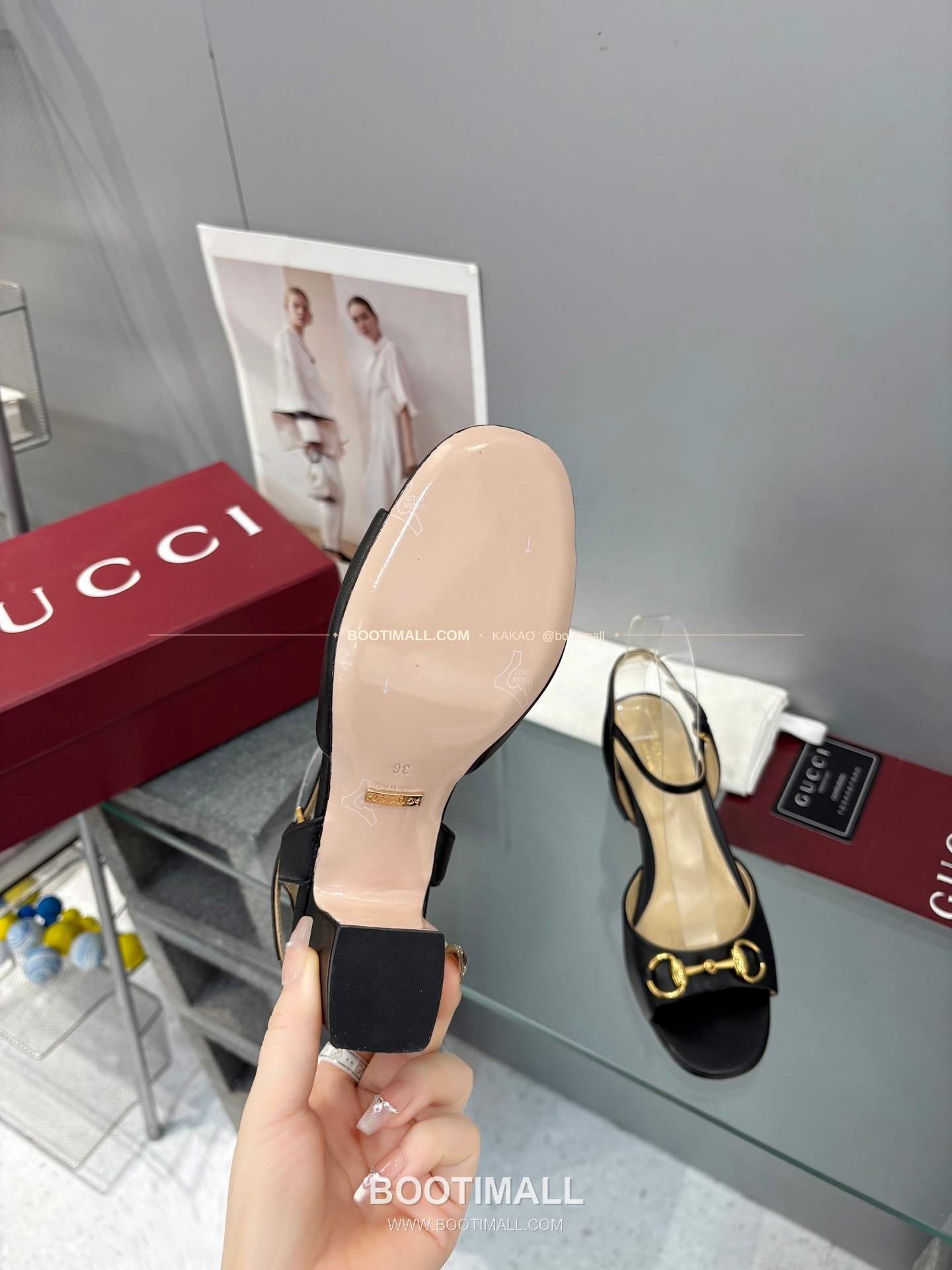 구찌 2026 양가죽 GG 메탈 스트랩 샌들 Gucci 2026 Lambskin GG Metal Strap Black Sandals 6.5cm 9