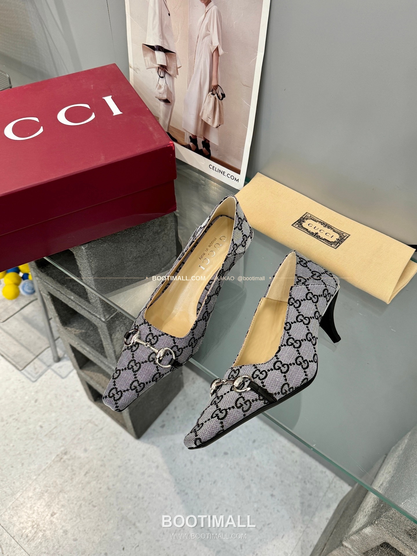 구찌 2026 레더 GG 메탈 라운드토 펌프스 Gucci 2026 Leather GG Metal Round Toe Black Pumps 5.5cm 3
