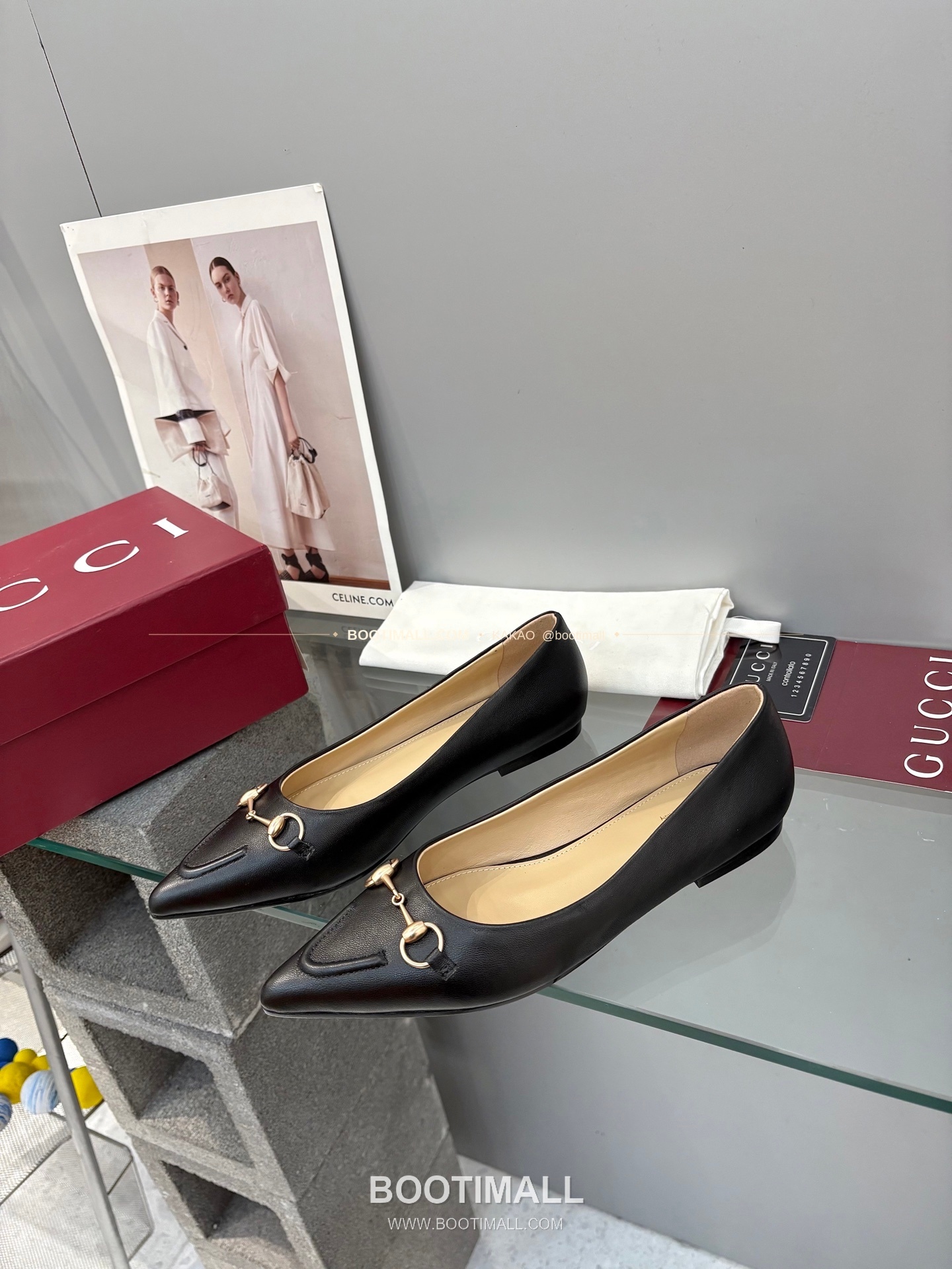 구찌 2026 양가죽 GG 메탈 라운드토 블랙 플랫 펌프스 Gucci 2026 Lambskin GG Metal Round Toe Black Flat Pumps 3