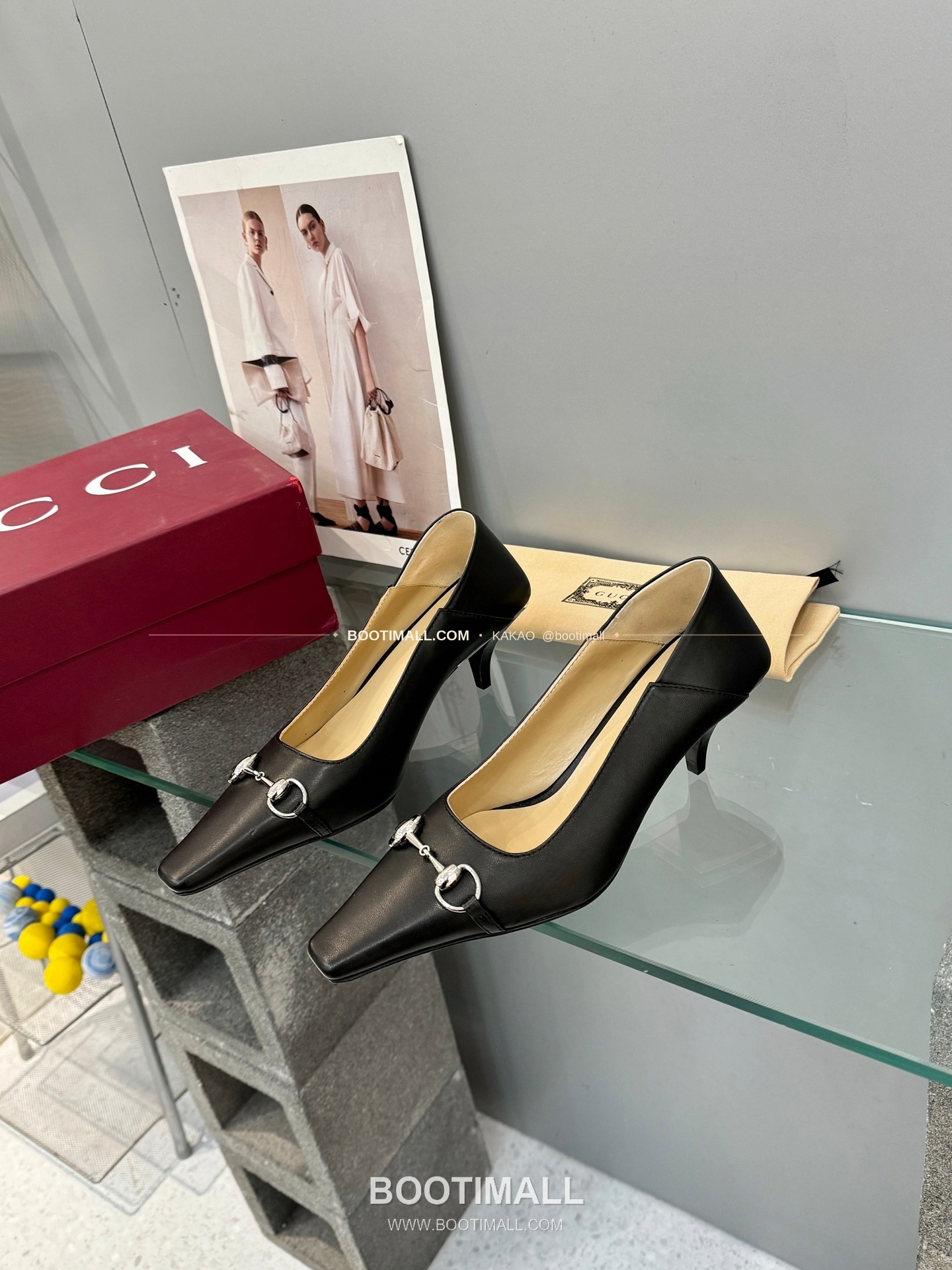 구찌 2026 레더 GG 메탈 라운드토 블랙 펌프스 Gucci 2026 Leather GG Metal Round Toe Black Pumps 5.5cm 2