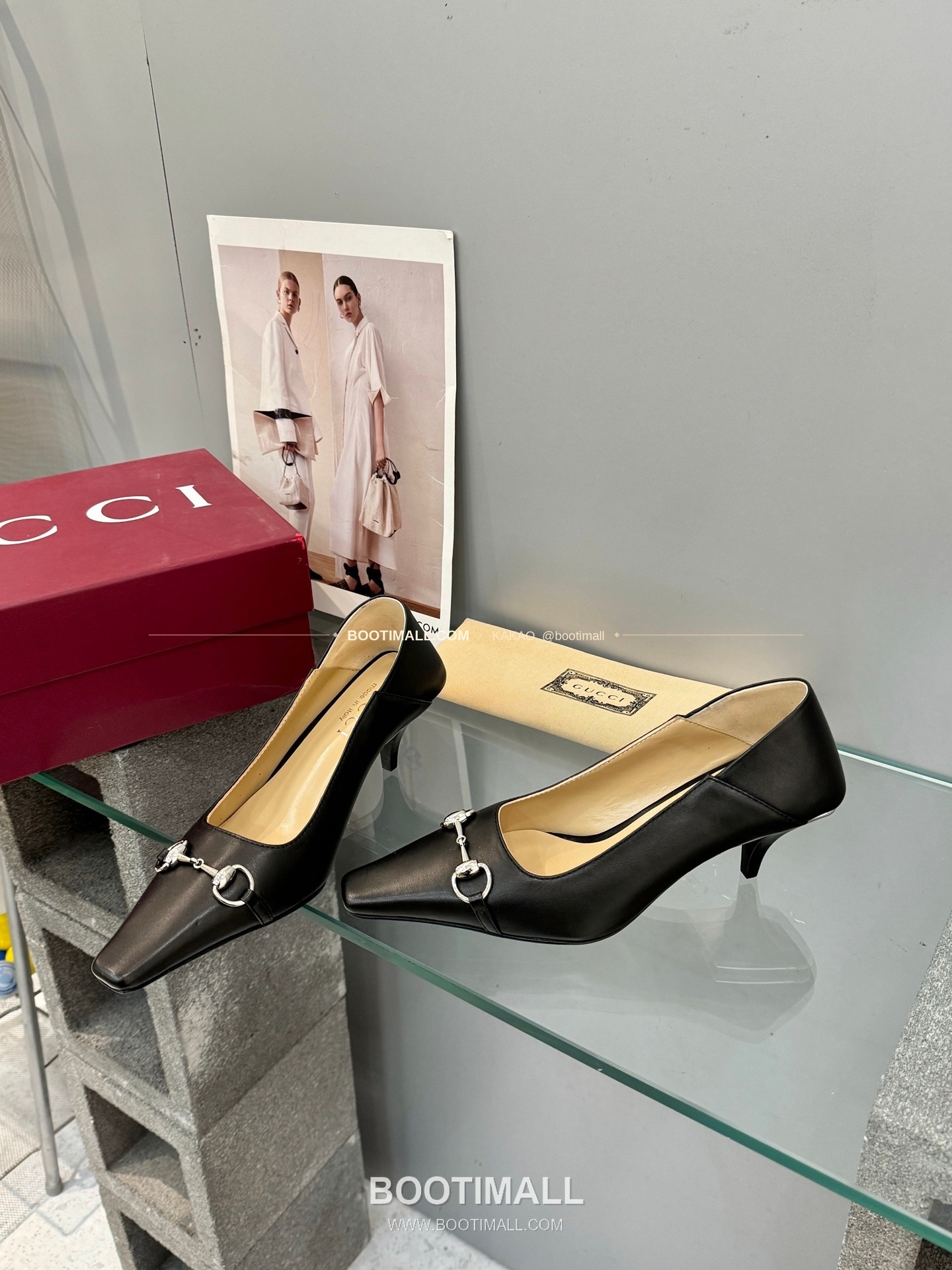 구찌 2026 레더 GG 메탈 라운드토 블랙 펌프스 Gucci 2026 Leather GG Metal Round Toe Black Pumps 5.5cm 5