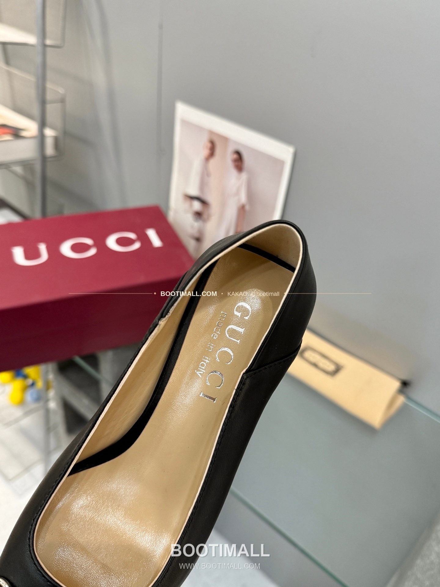 구찌 2026 레더 GG 메탈 라운드토 블랙 펌프스 Gucci 2026 Leather GG Metal Round Toe Black Pumps 5.5cm 7