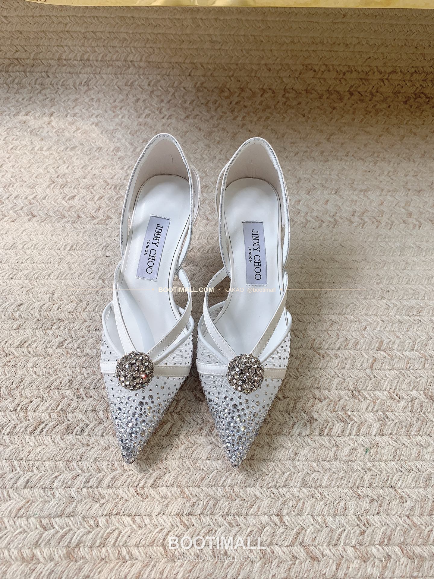 지미추 2026 메쉬 크리스탈 버클 포인티드토 블랙 샌들 Jimmy Choo 2026 Mesh Crystal Buckle Pointed Toe Black Sandals 9.5cm 1