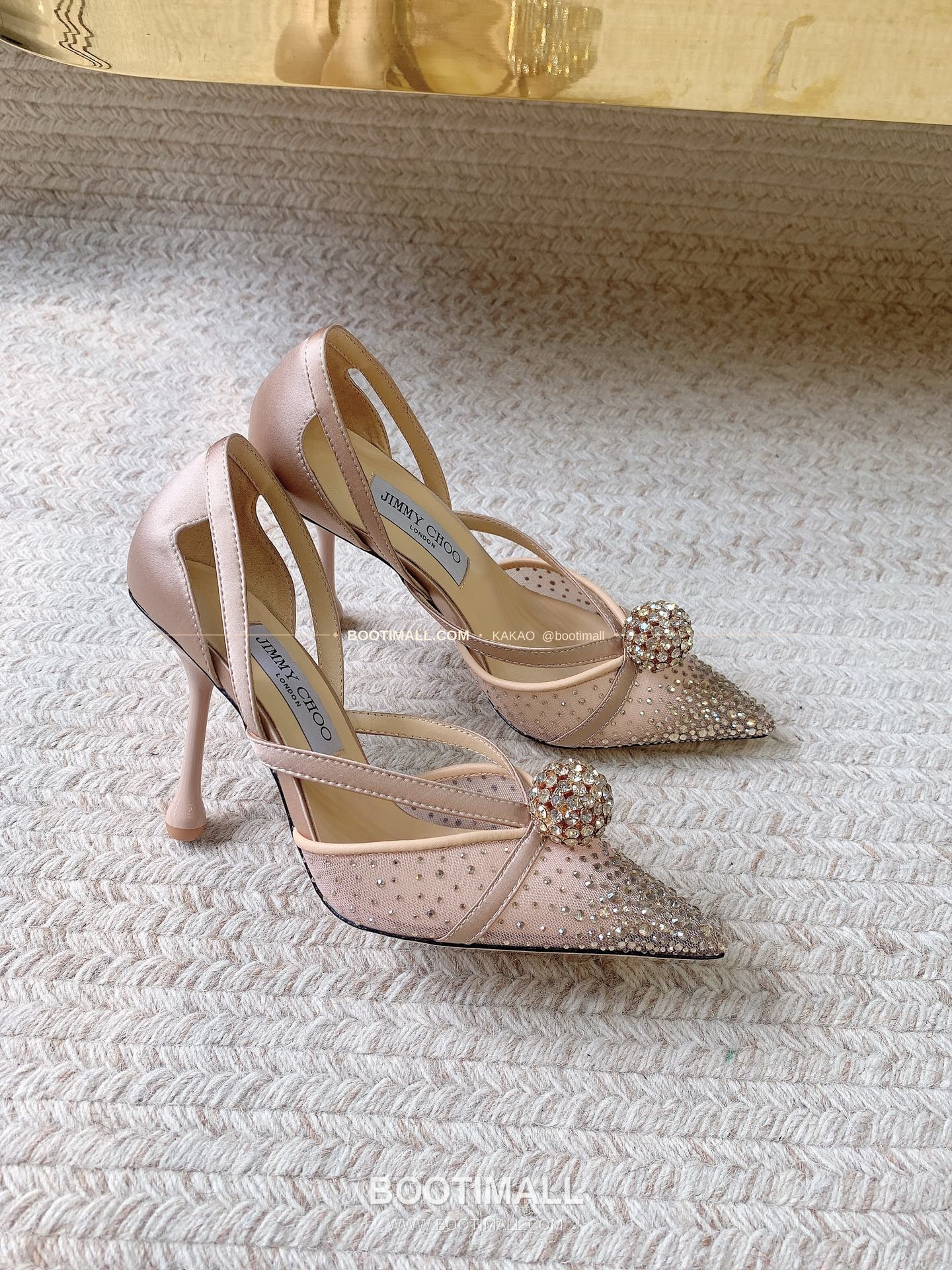 지미추 2026 메쉬 크리스탈 버클 포인티드토 블랙 뮬 샌들 Jimmy Choo 2026 Mesh Crystal Buckle Pointed Toe Black Mule Sandals 7cm 2