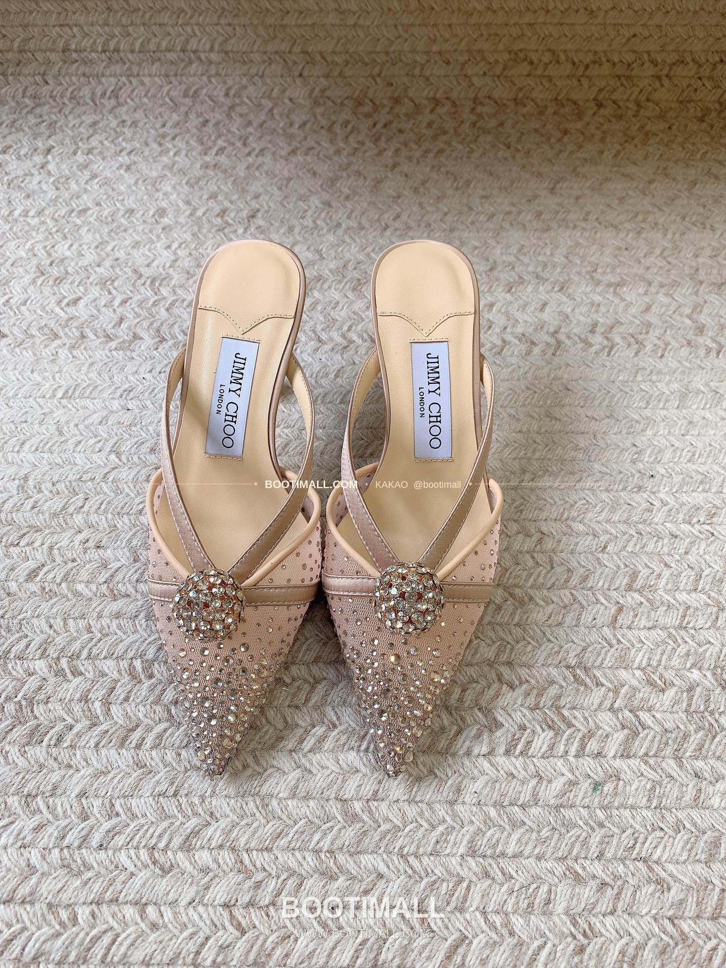 지미추 2026 메쉬 크리스탈 버클 포인티드토 블랙 샌들 Jimmy Choo 2026 Mesh Crystal Buckle Pointed Toe Black Sandals 9.5cm 1