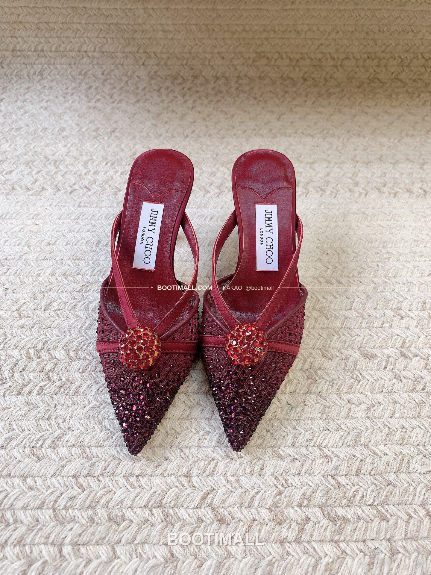 지미추 2026 메쉬 크리스탈 버클 포인티드토 블랙 뮬 샌들 Jimmy Choo 2026 Mesh Crystal Buckle Pointed Toe Black Mule Sandals 7cm 1