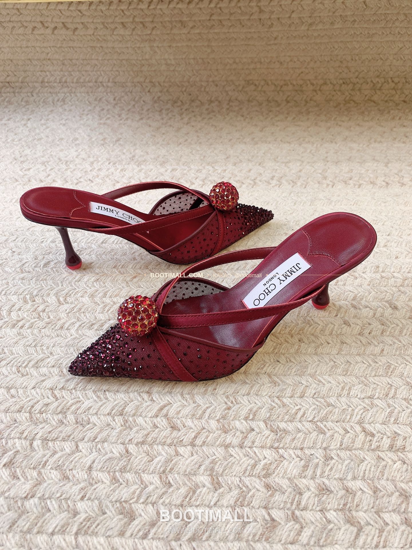 지미추 2026 메쉬 크리스탈 버클 포인티드토 블랙 뮬 샌들 Jimmy Choo 2026 Mesh Crystal Buckle Pointed Toe Black Mule Sandals 7cm 4