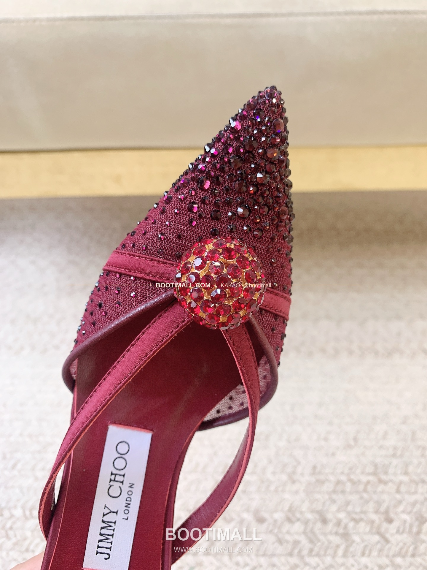 지미추 2026 메쉬 크리스탈 버클 포인티드토 블랙 뮬 샌들 Jimmy Choo 2026 Mesh Crystal Buckle Pointed Toe Black Mule Sandals 7cm 5