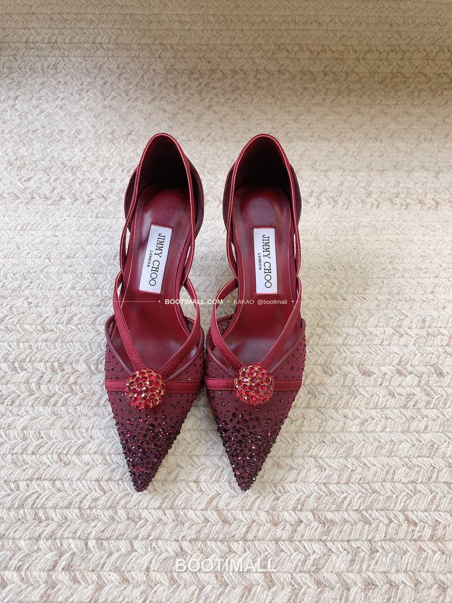 지미추 2026 메쉬 크리스탈 버클 포인티드토 블랙 샌들 Jimmy Choo 2026 Mesh Crystal Buckle Pointed Toe Black Sandals 9.5cm 1