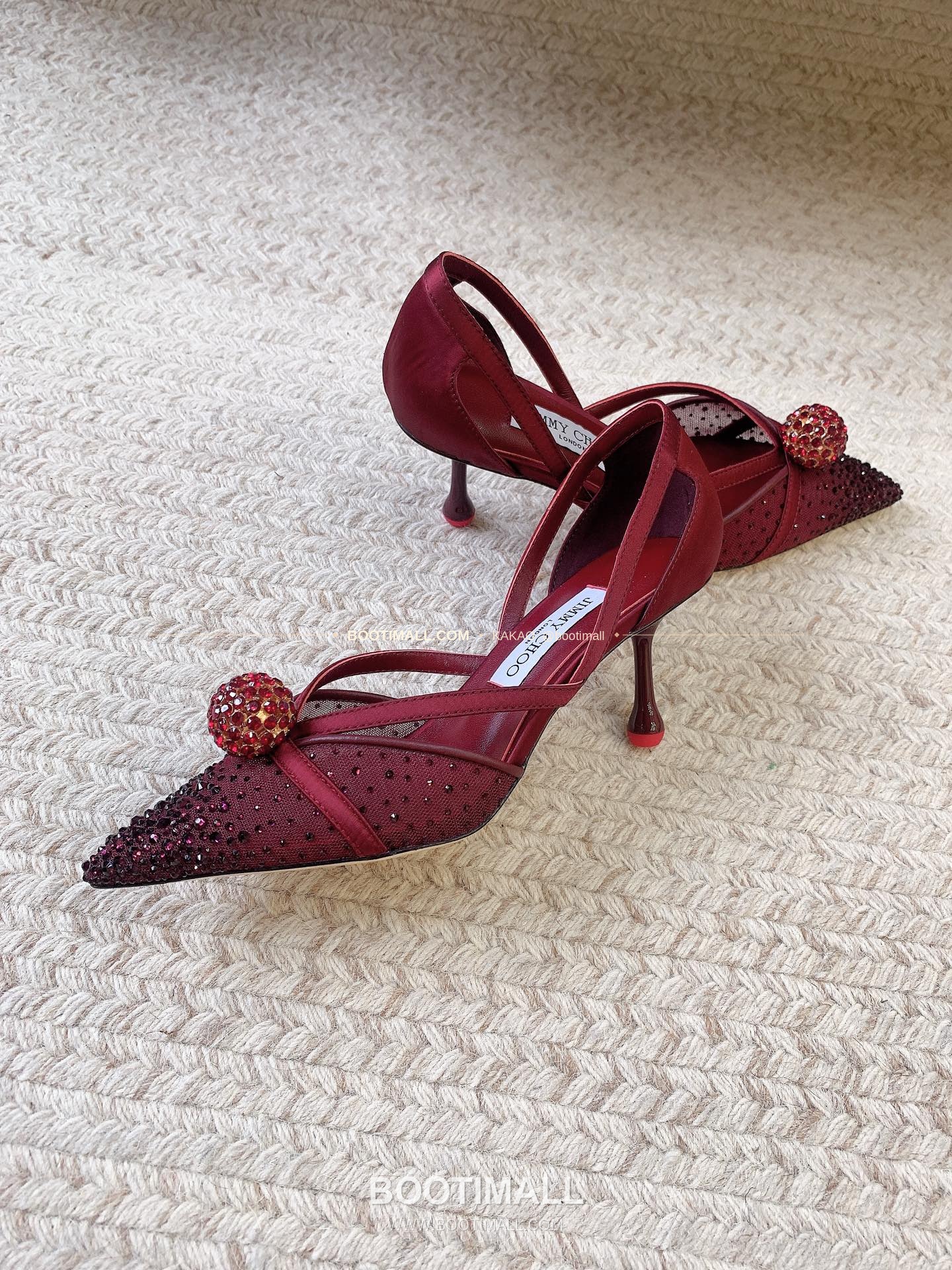 지미추 2026 메쉬 크리스탈 버클 포인티드토 블랙 샌들 Jimmy Choo 2026 Mesh Crystal Buckle Pointed Toe Black Sandals 9.5cm 4