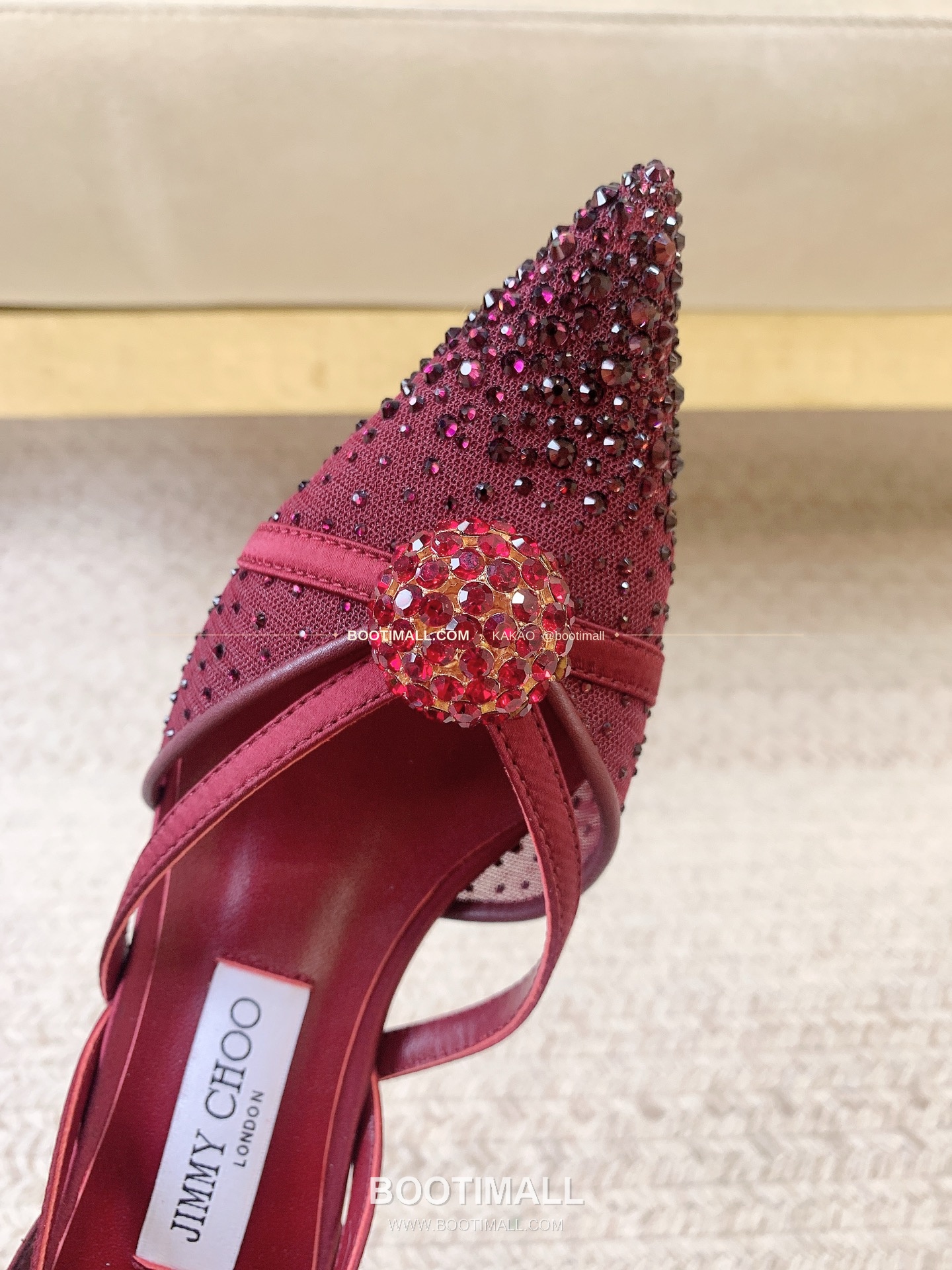 지미추 2026 메쉬 크리스탈 버클 포인티드토 블랙 샌들 Jimmy Choo 2026 Mesh Crystal Buckle Pointed Toe Black Sandals 9.5cm 5