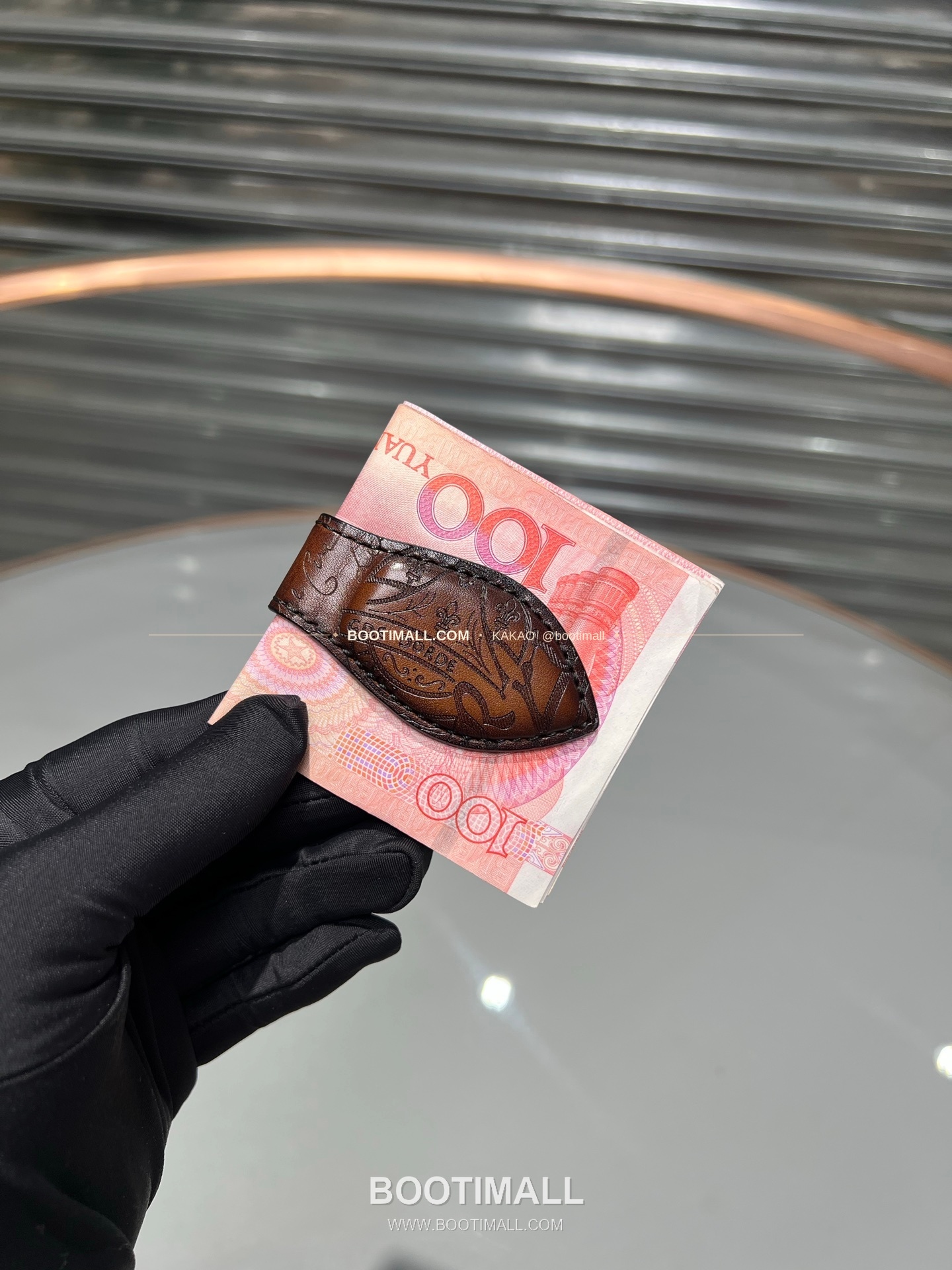 벨루티 파티나 카프스킨 수공 컬러링 머니 클립 Berluti Patina Calfskin Hand Colored Money Clip 14.6cm 14