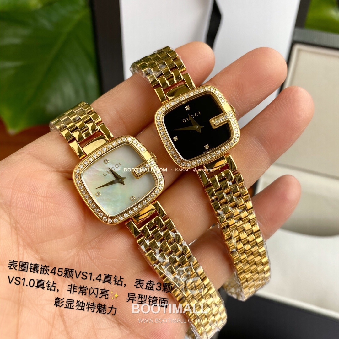 구찌 최신 다이아 45P 다이얼 스틸 여성용 쿼츠 시계 Gucci Latest 45P Diamond Dial Steel Ladies Quartz Watch 24mm 2
