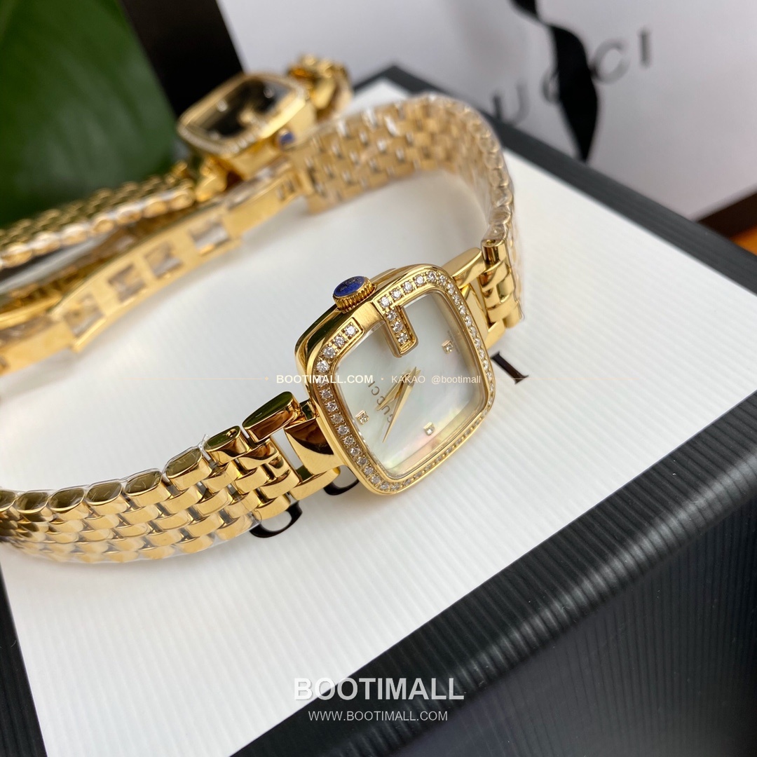 구찌 최신 다이아 45P 다이얼 스틸 여성용 쿼츠 시계 Gucci Latest 45P Diamond Dial Steel Ladies Quartz Watch 24mm 6
